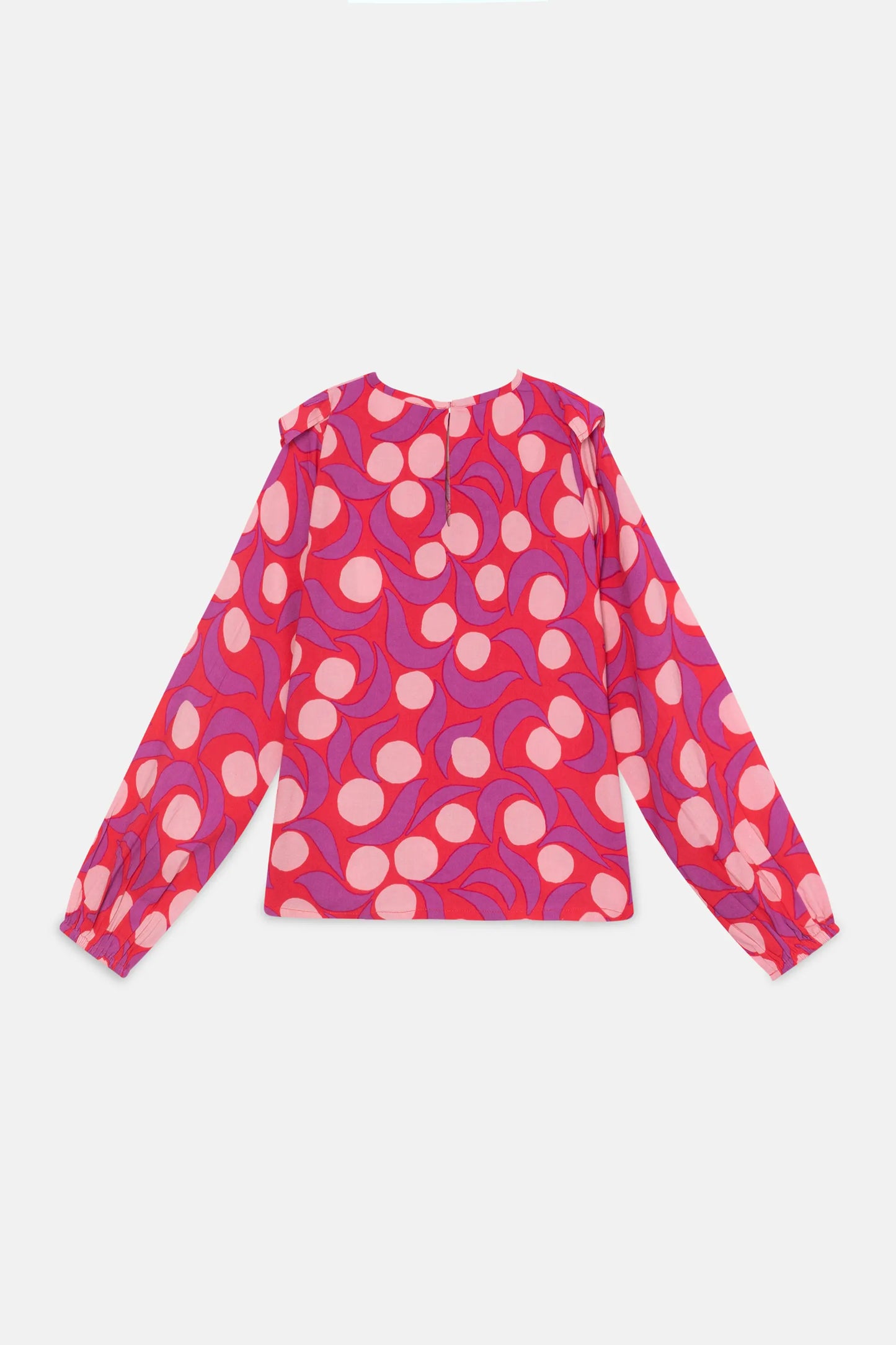 Top de niña con volantes y estampado fantasía rosa
