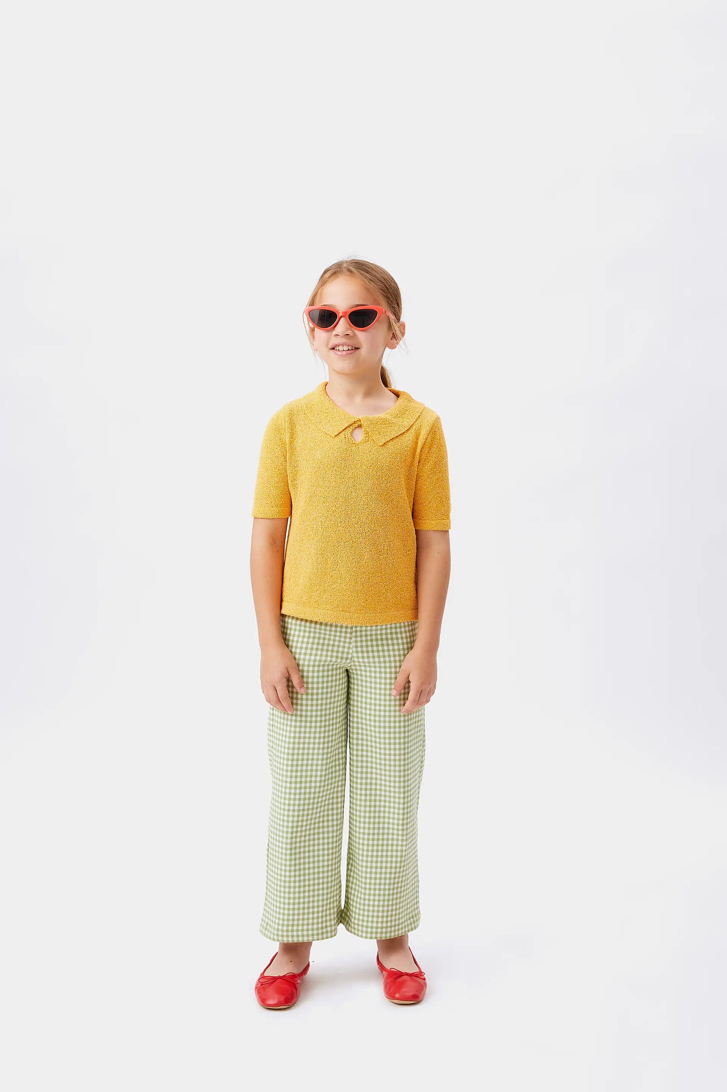 Jersey de niña cuello polo amarillo