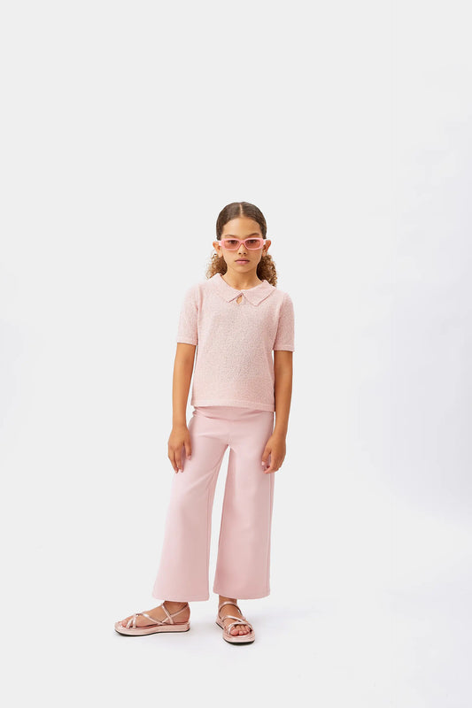 Jersey de niña cuello polo rosa