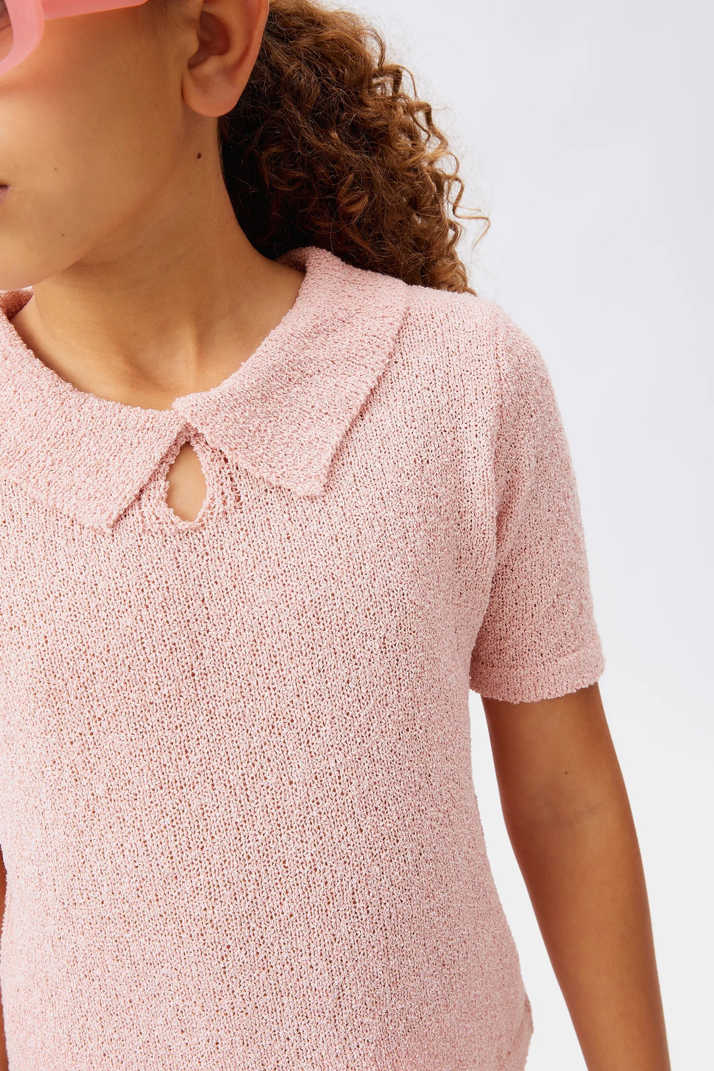 Jersey de niña cuello polo rosa