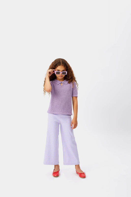 Jersey de niña cuello polo lila