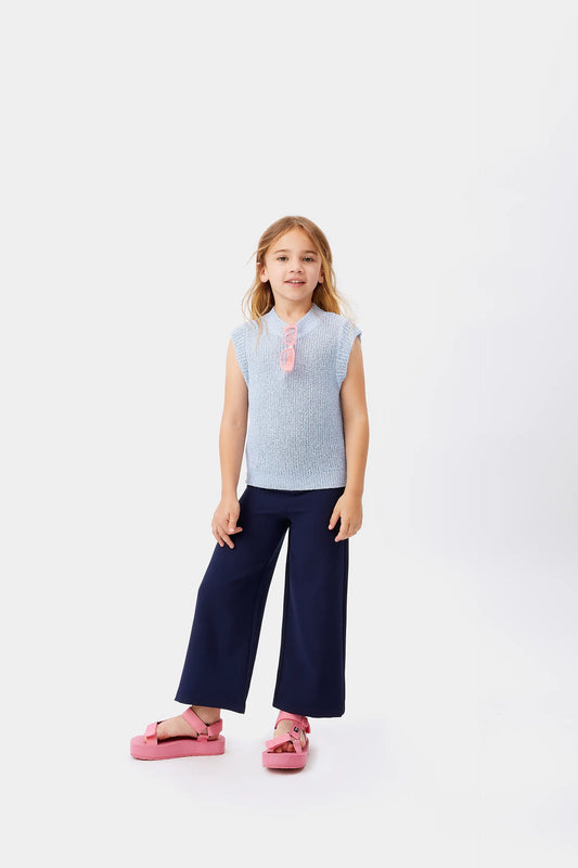 Top de niña sin mangas azul