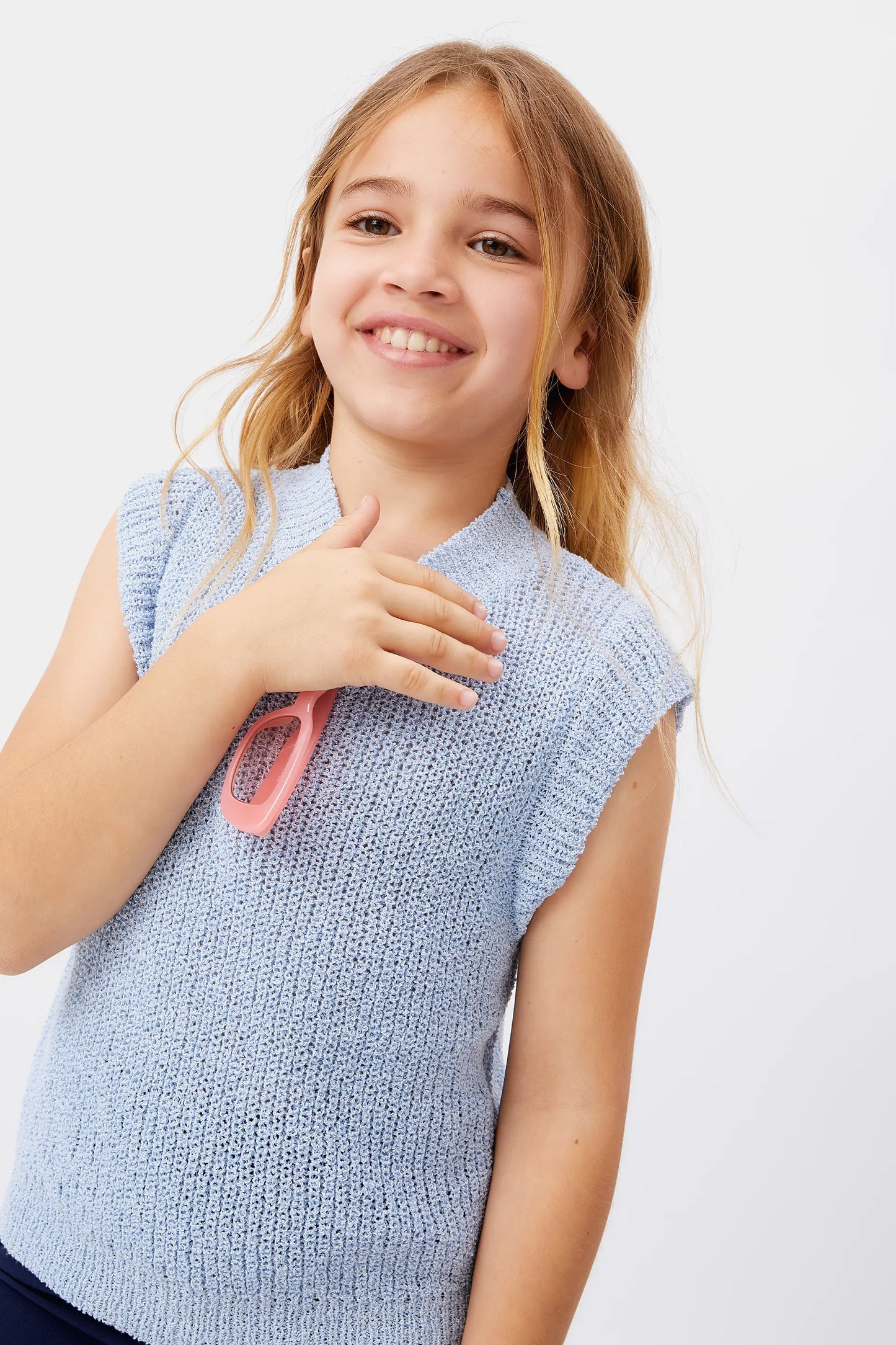 Top de niña sin mangas azul