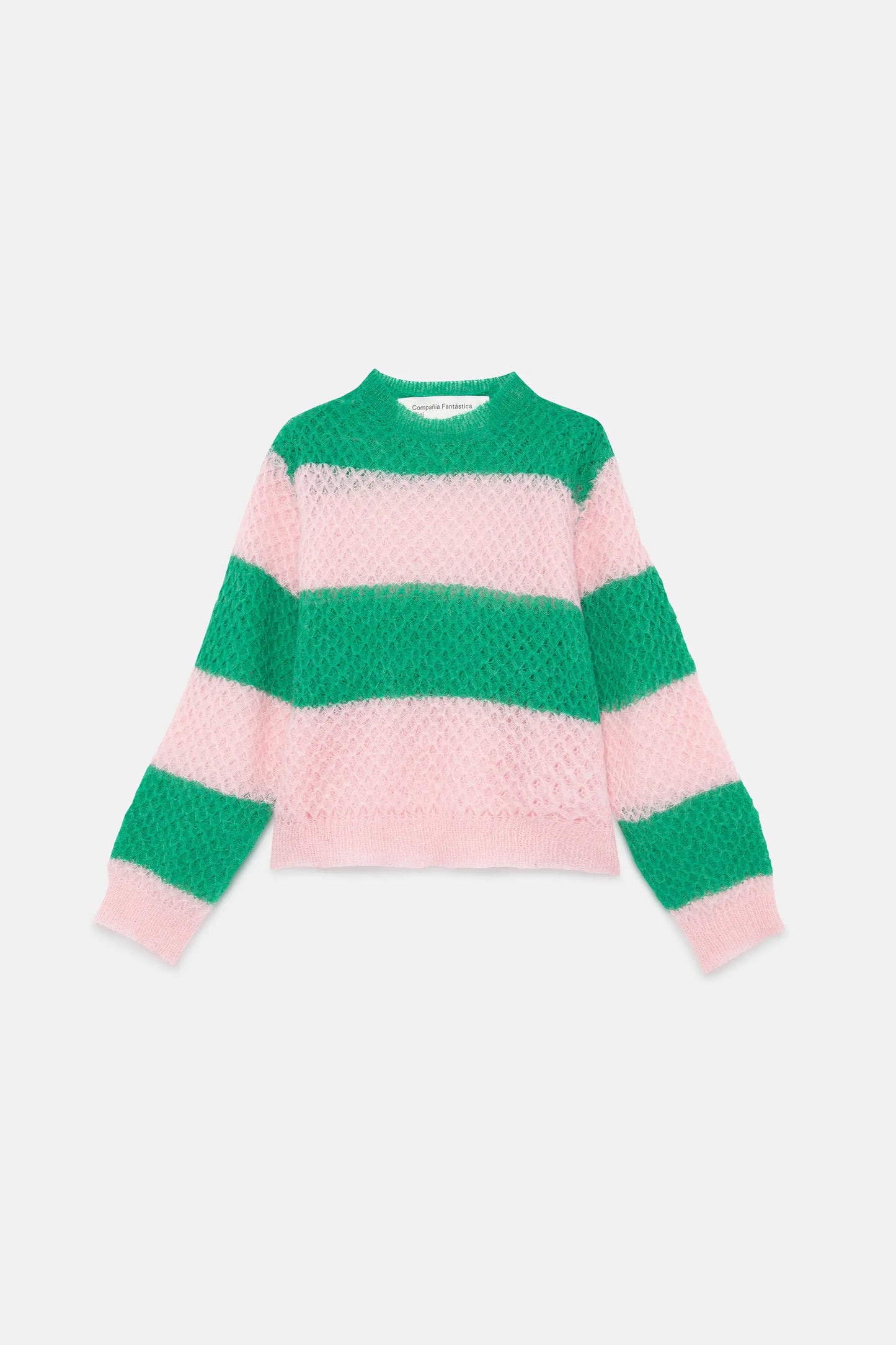 Girl's pink striped cable knit sweater
