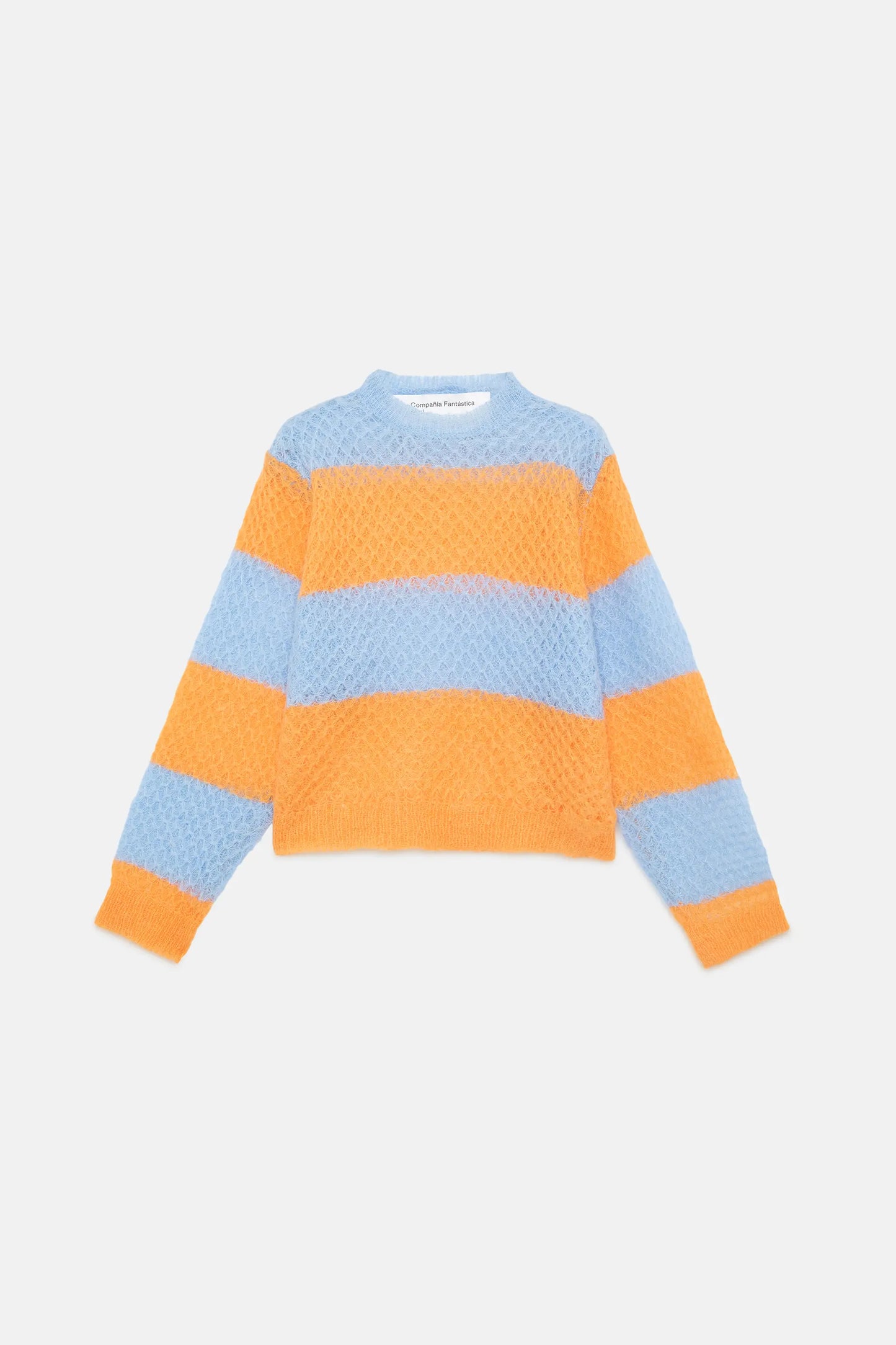 Jersey de niña punto trenzado rayas azul