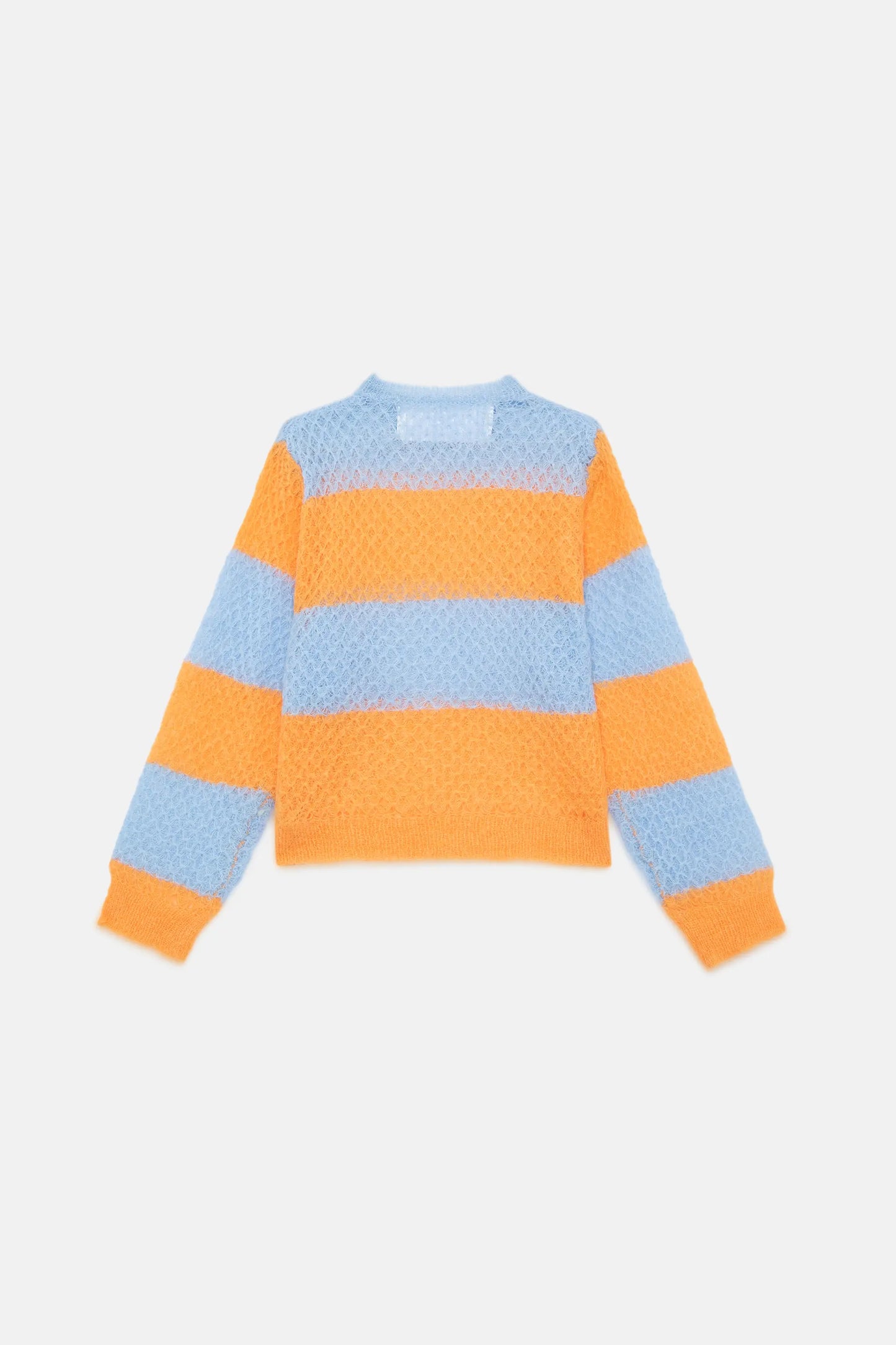 Jersey de niña punto trenzado rayas azul