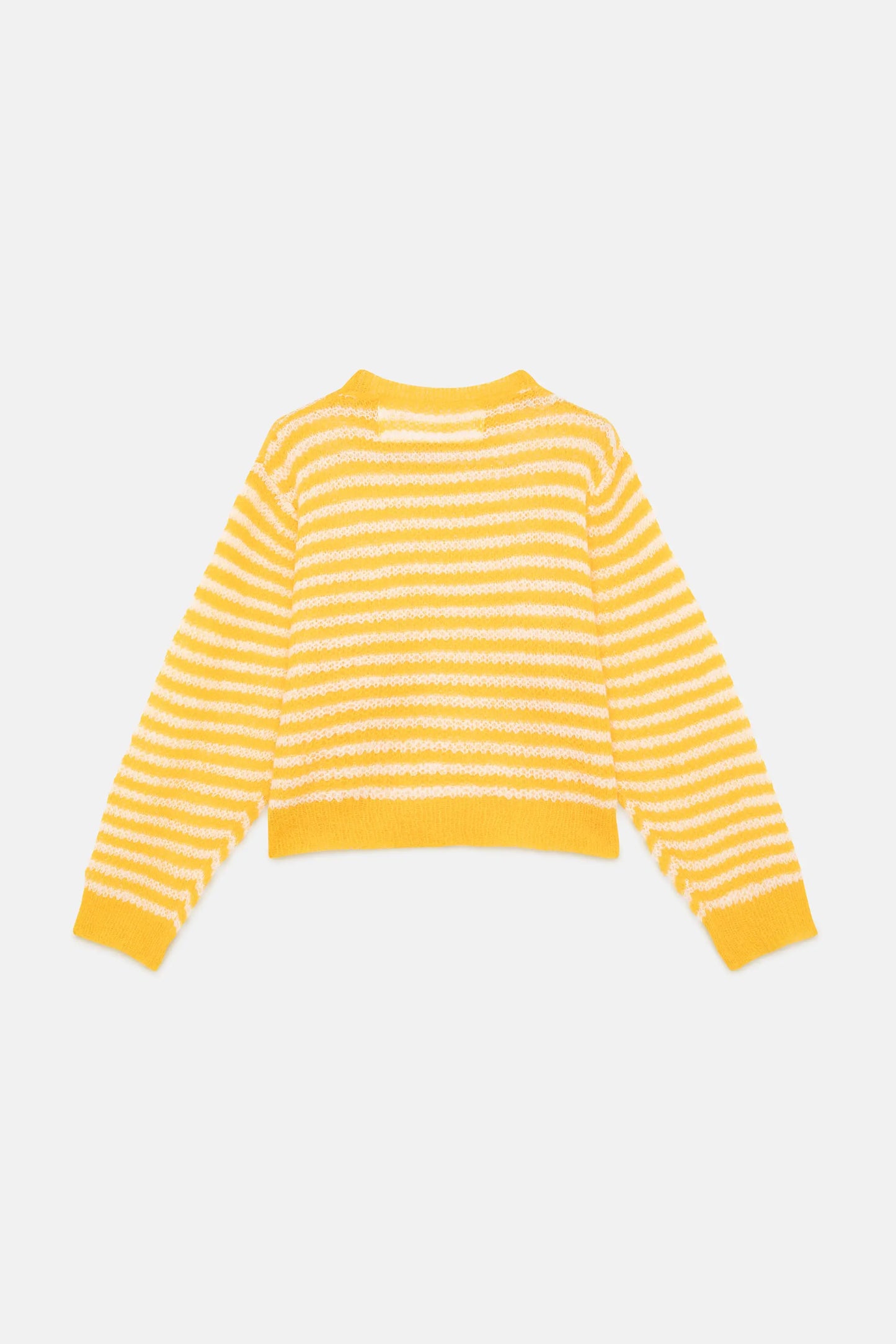 Jersey de niña punto trenzado rayas amarillo