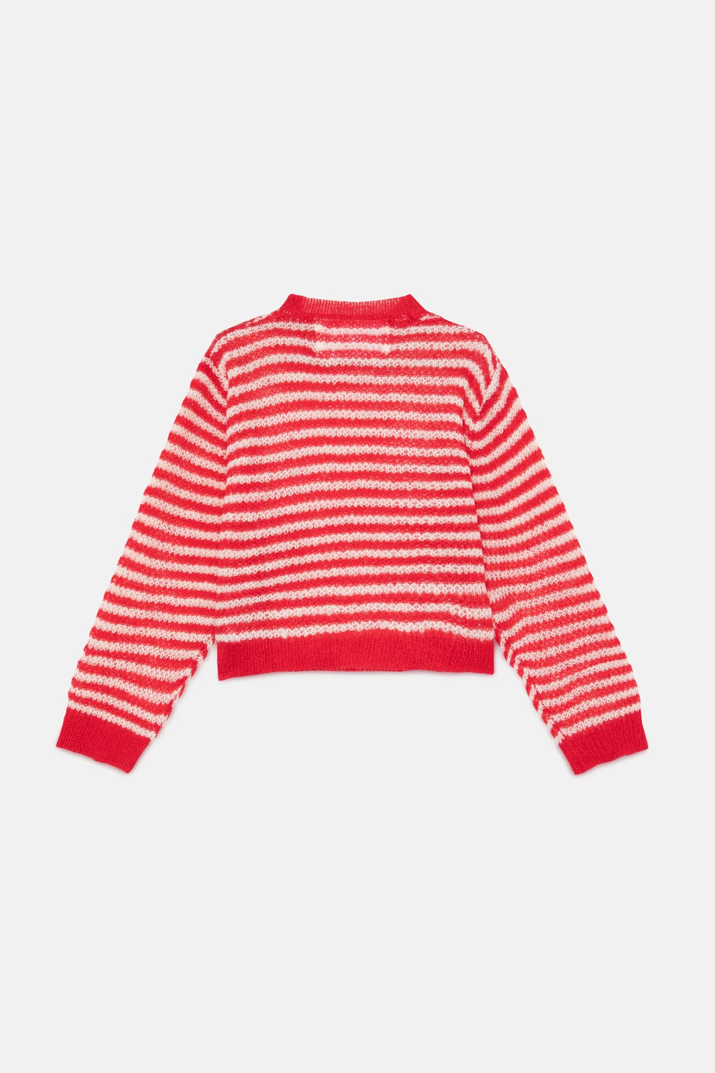 Jersey de niña punto trenzado rayas rojo