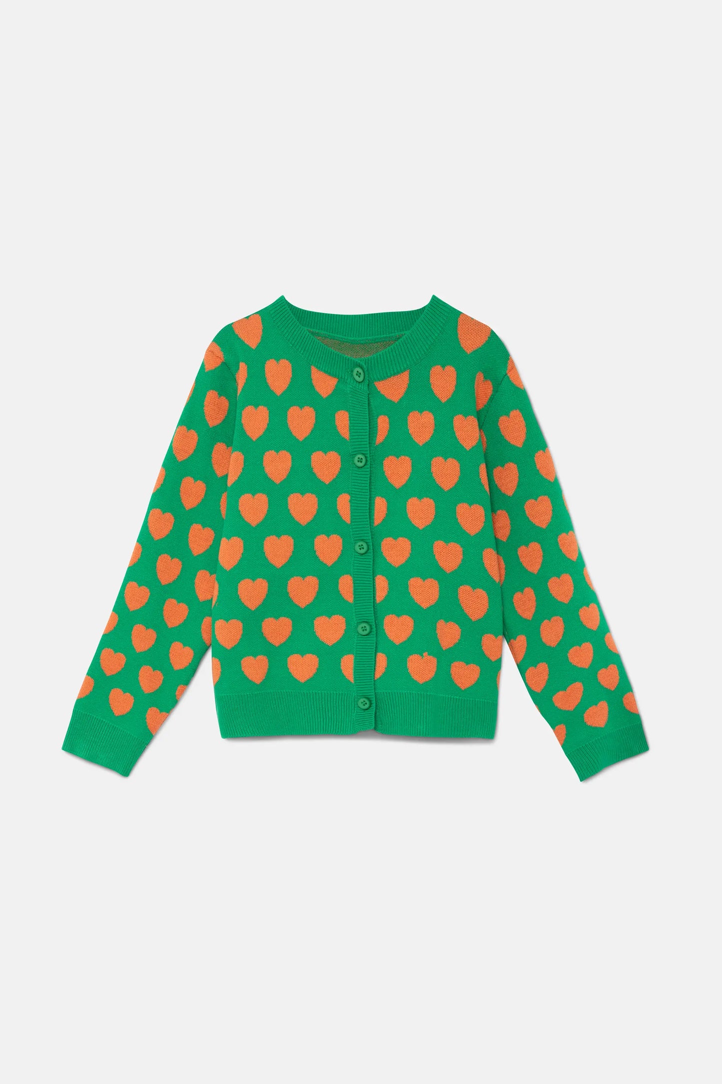 Girl's green hearts cardigan