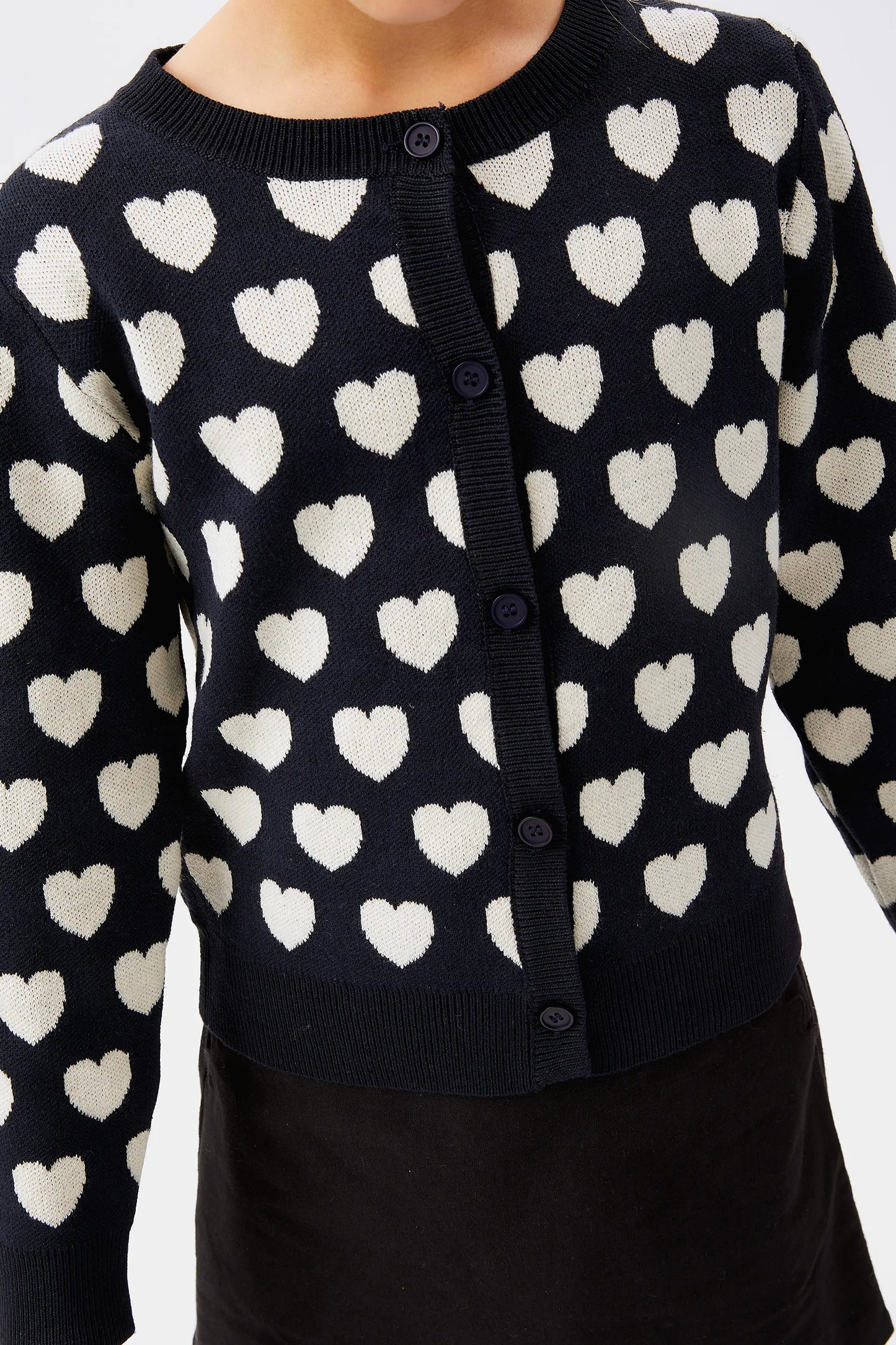 Girl's black hearts cardigan