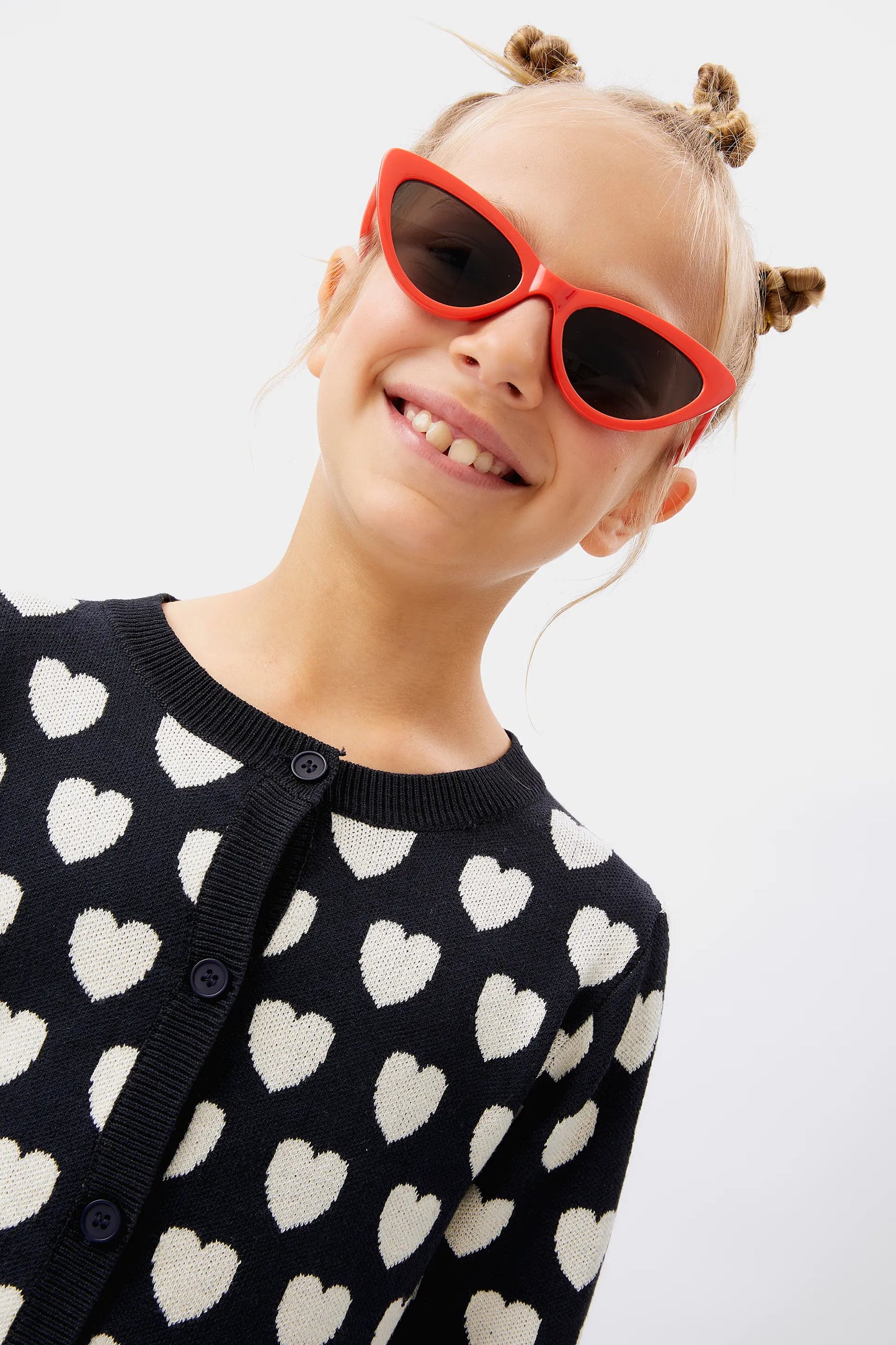 Girl's black hearts cardigan
