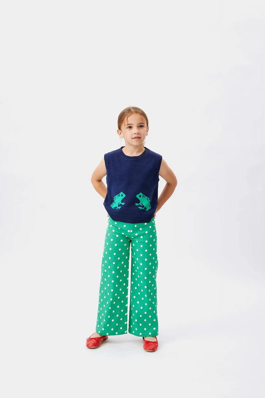 Chaleco de niña punto ranas