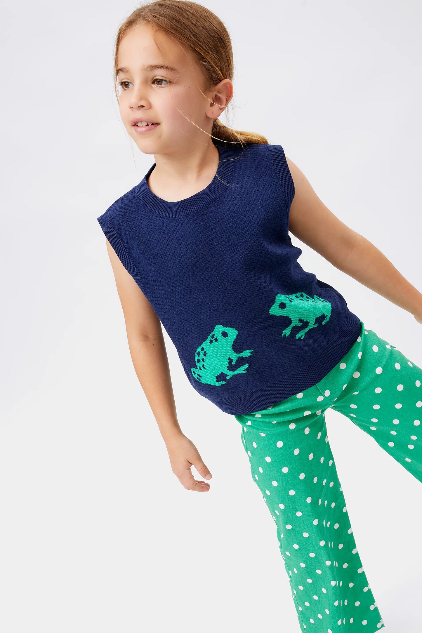 Chaleco de niña punto ranas