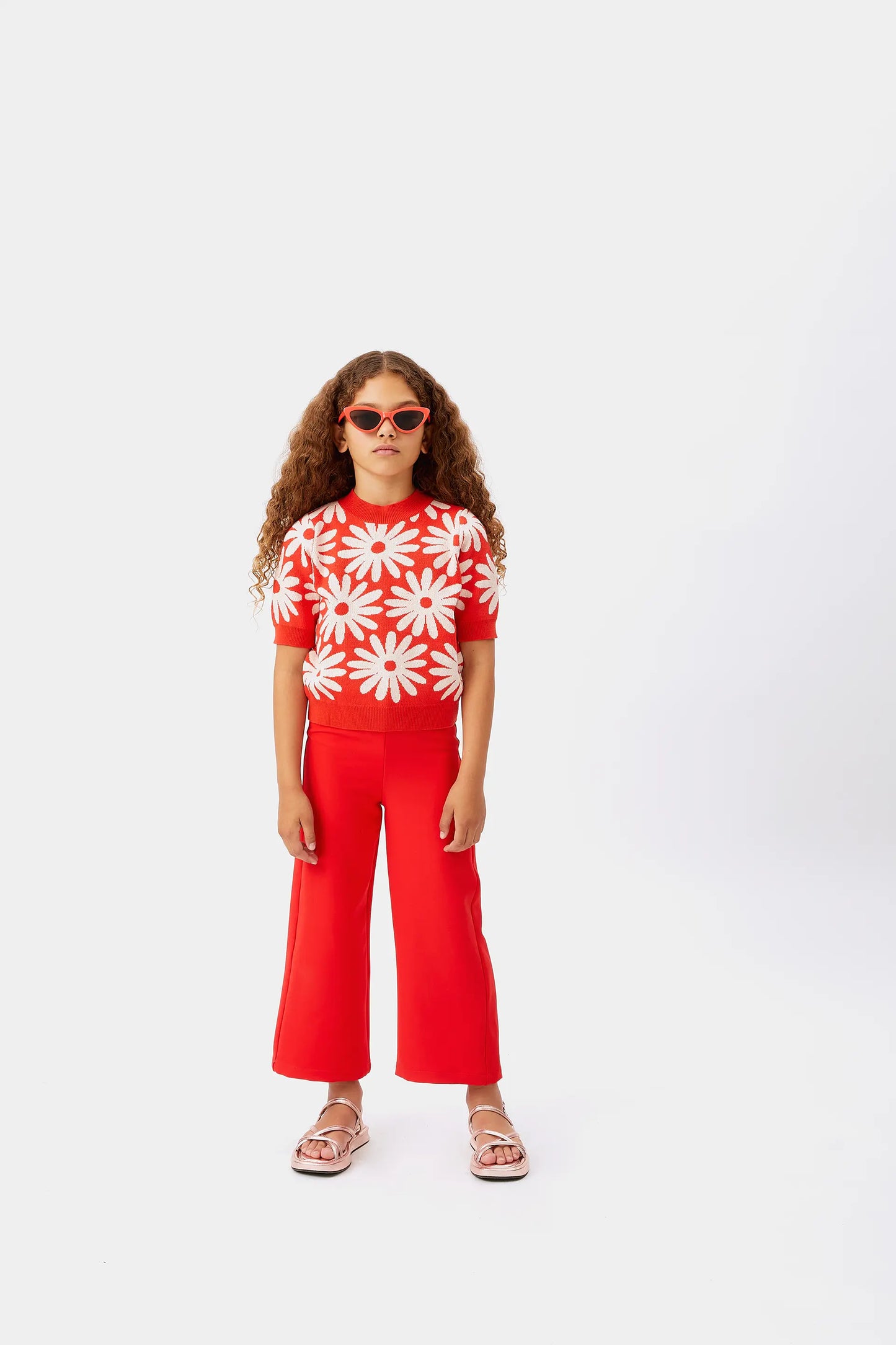 Girl's flower print sweater