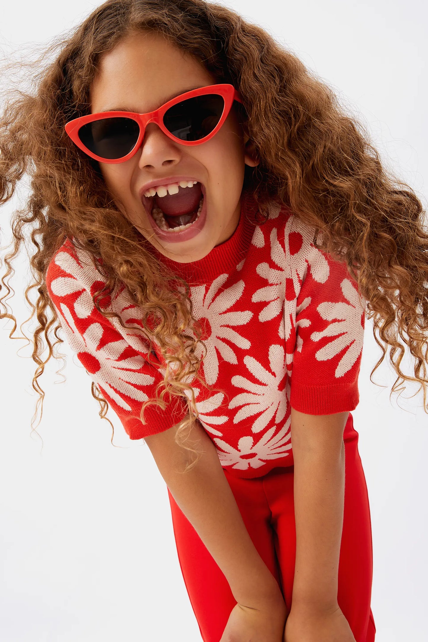 Girl's flower print sweater
