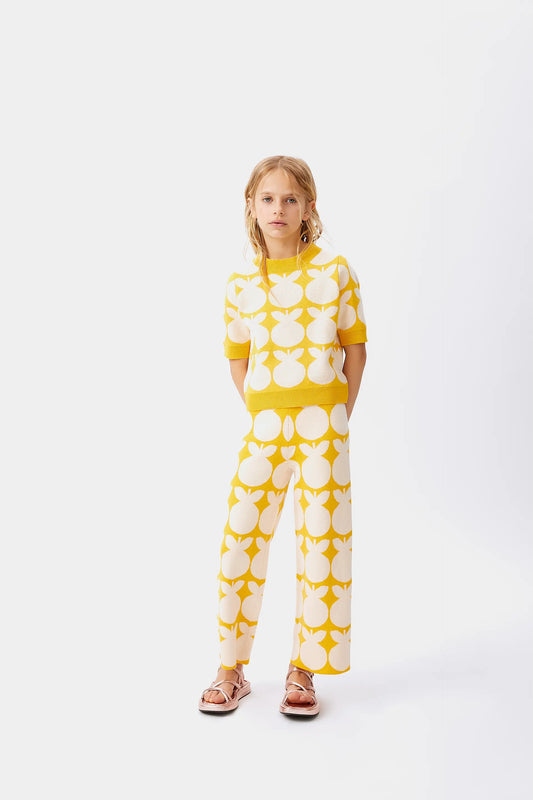 Pantaloni da bambina con stampa di frutta