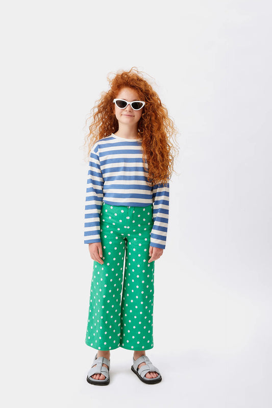 Jeans de niña lunares verde