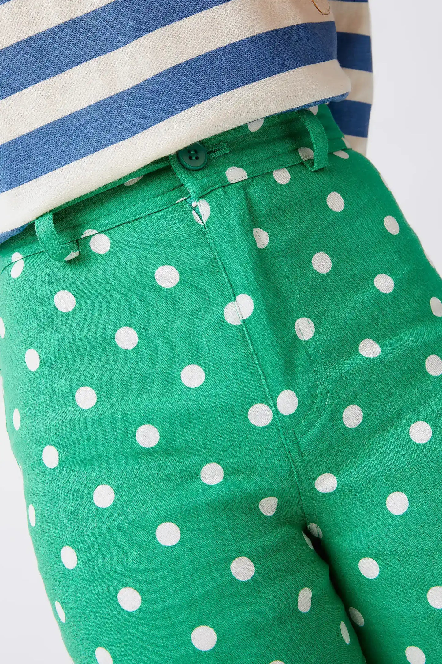 Jeans de niña lunares verde