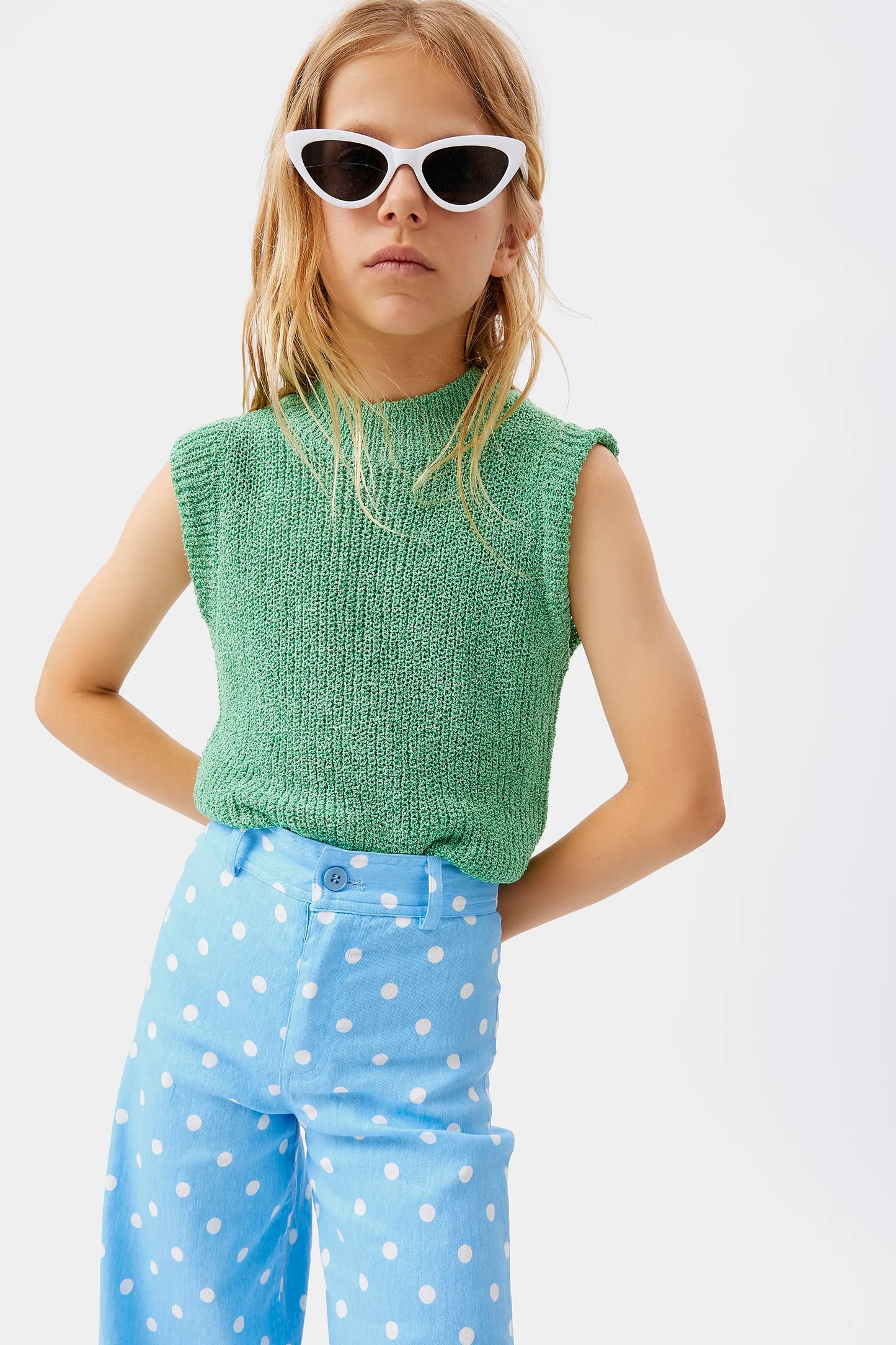 Jeans de niña lunares azul