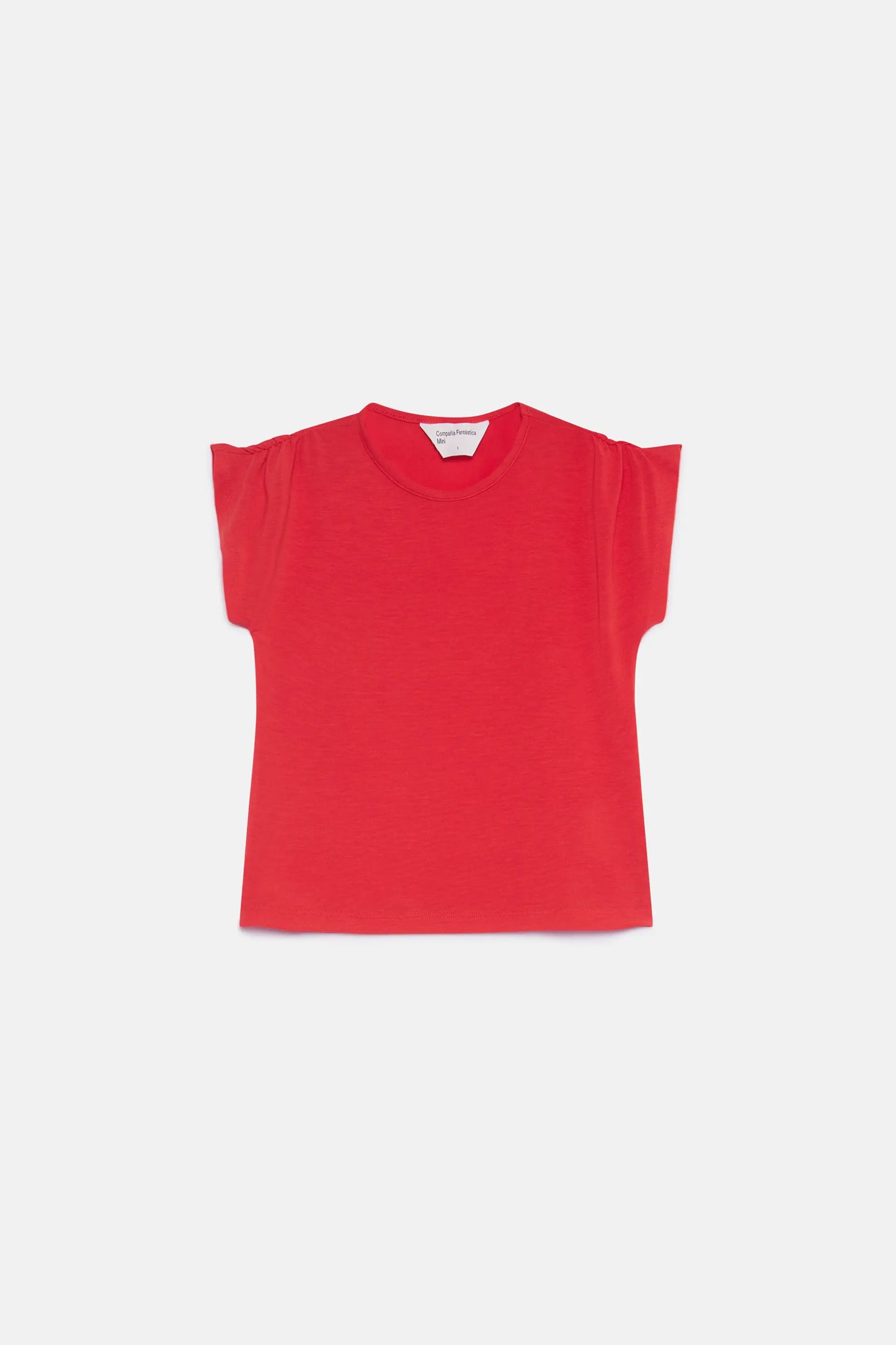Top da ragazza a maniche corte drappeggiato rosso