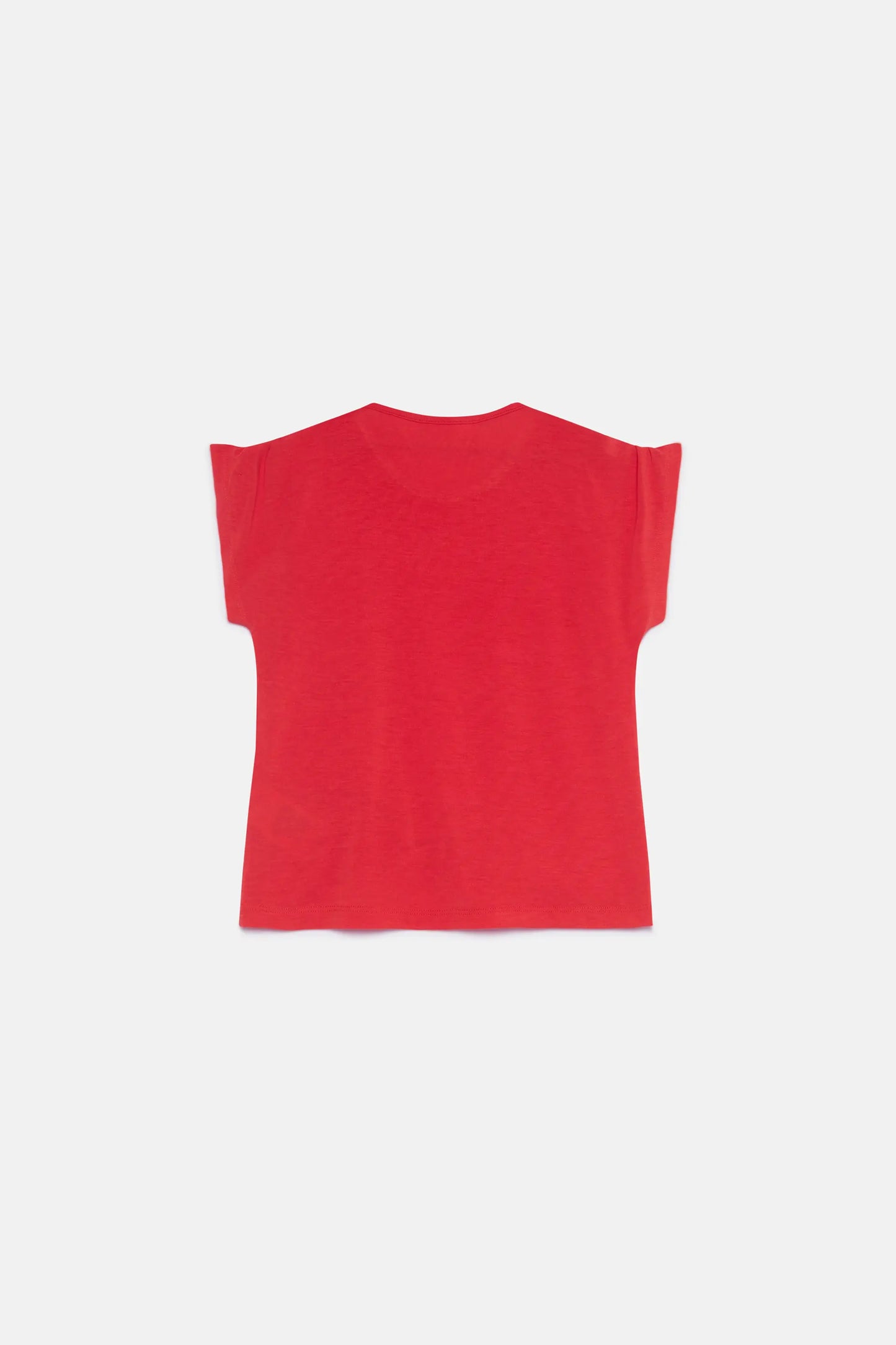 Top da ragazza a maniche corte drappeggiato rosso