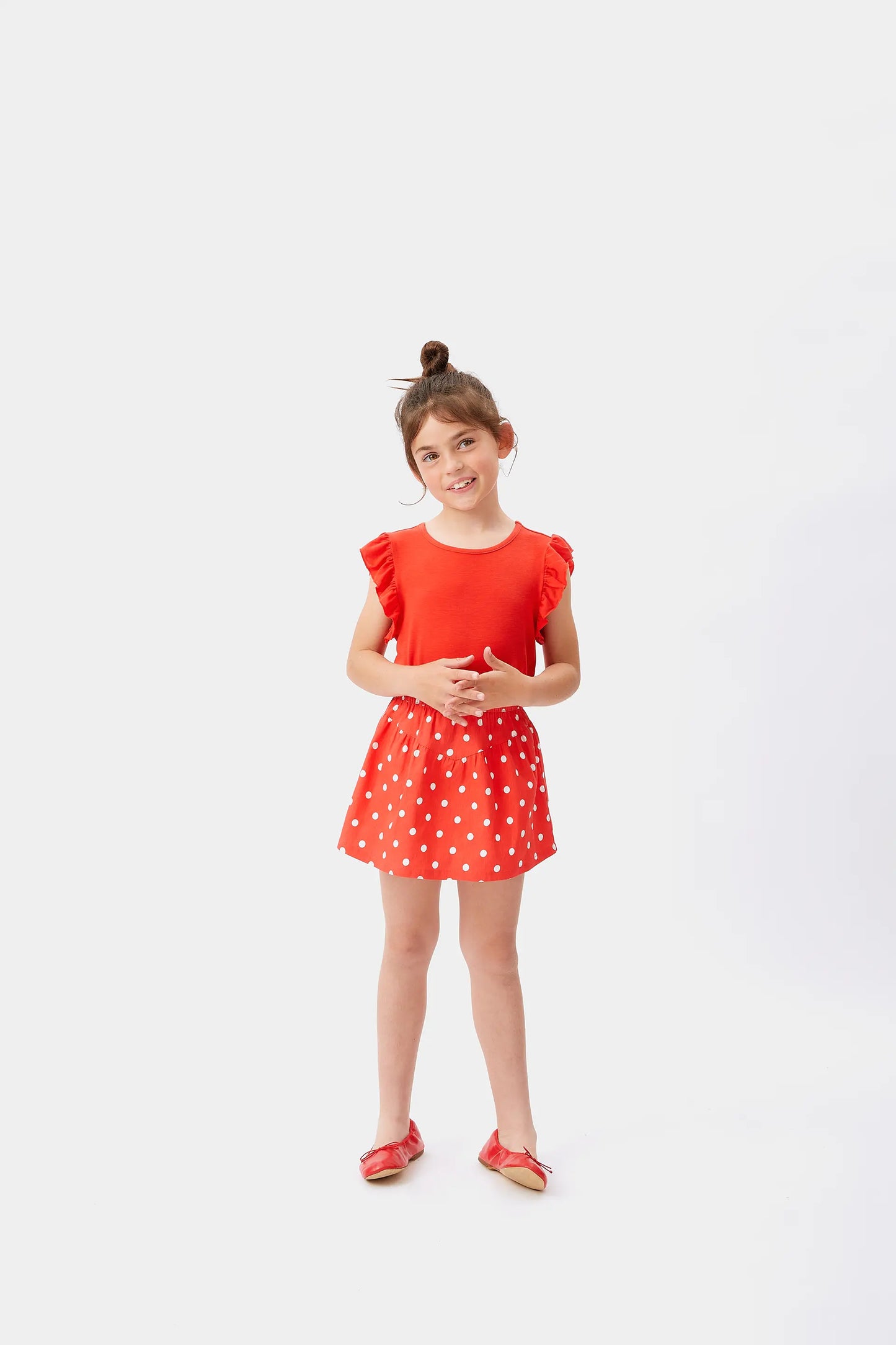 Top de niña con volantes rojo