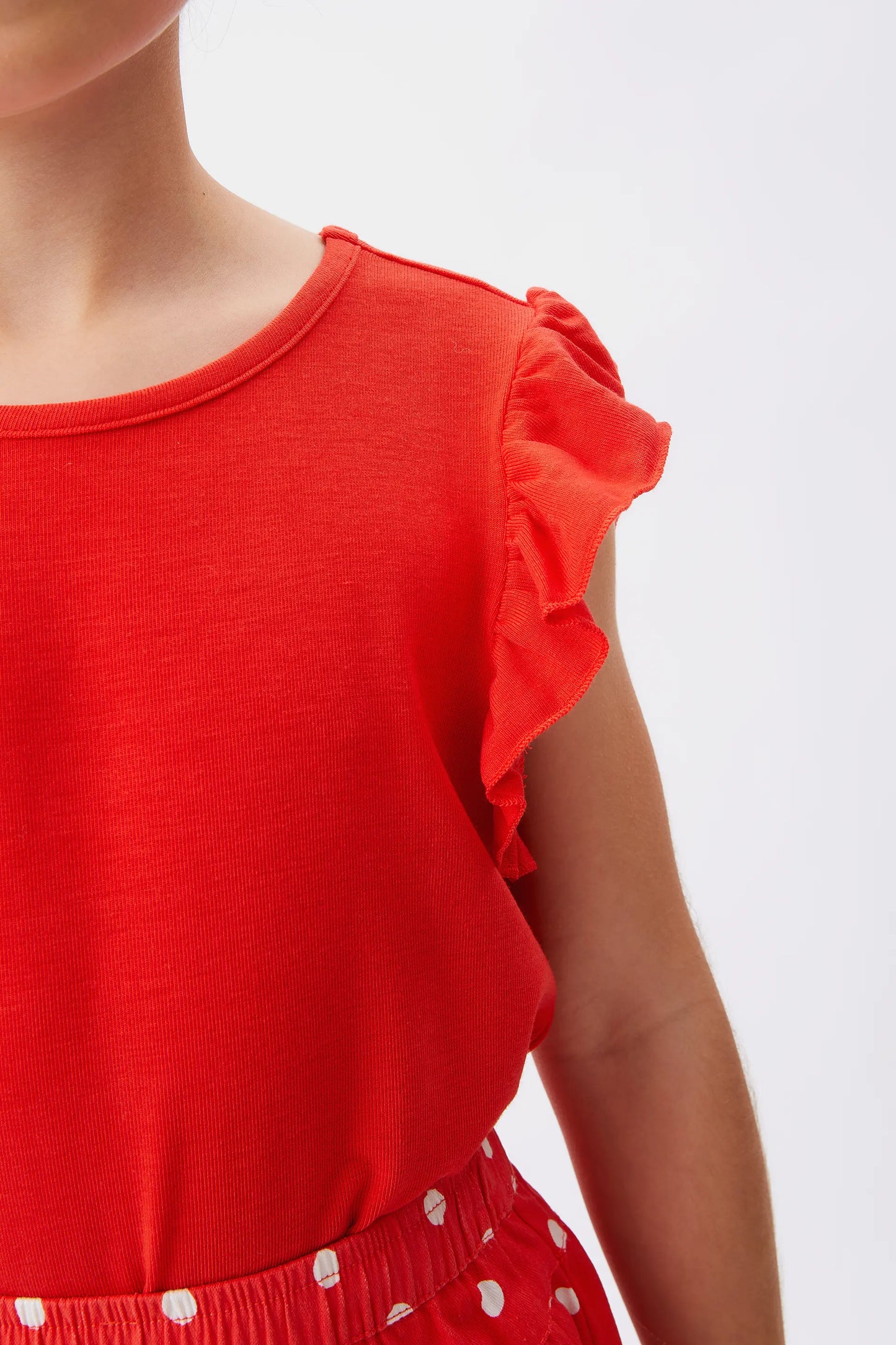 Top de niña con volantes rojo
