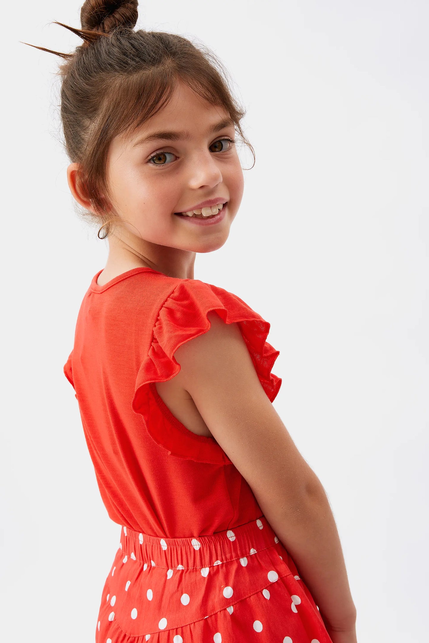 Top de niña con volantes rojo