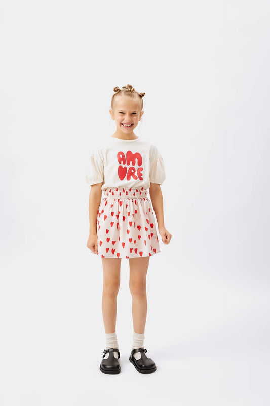 Falda corta de niña estampado corazones