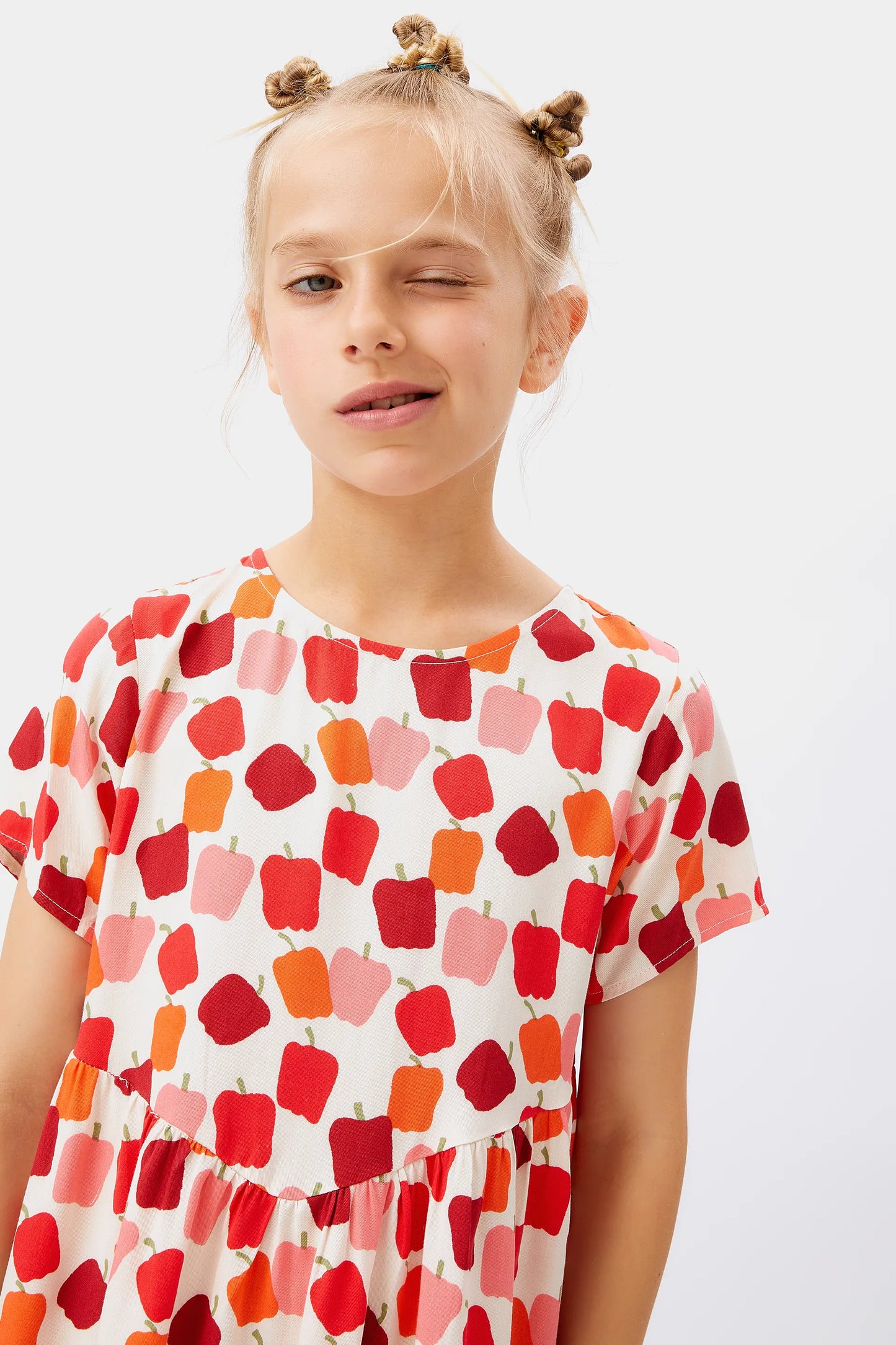 Girl's short pepper print dress