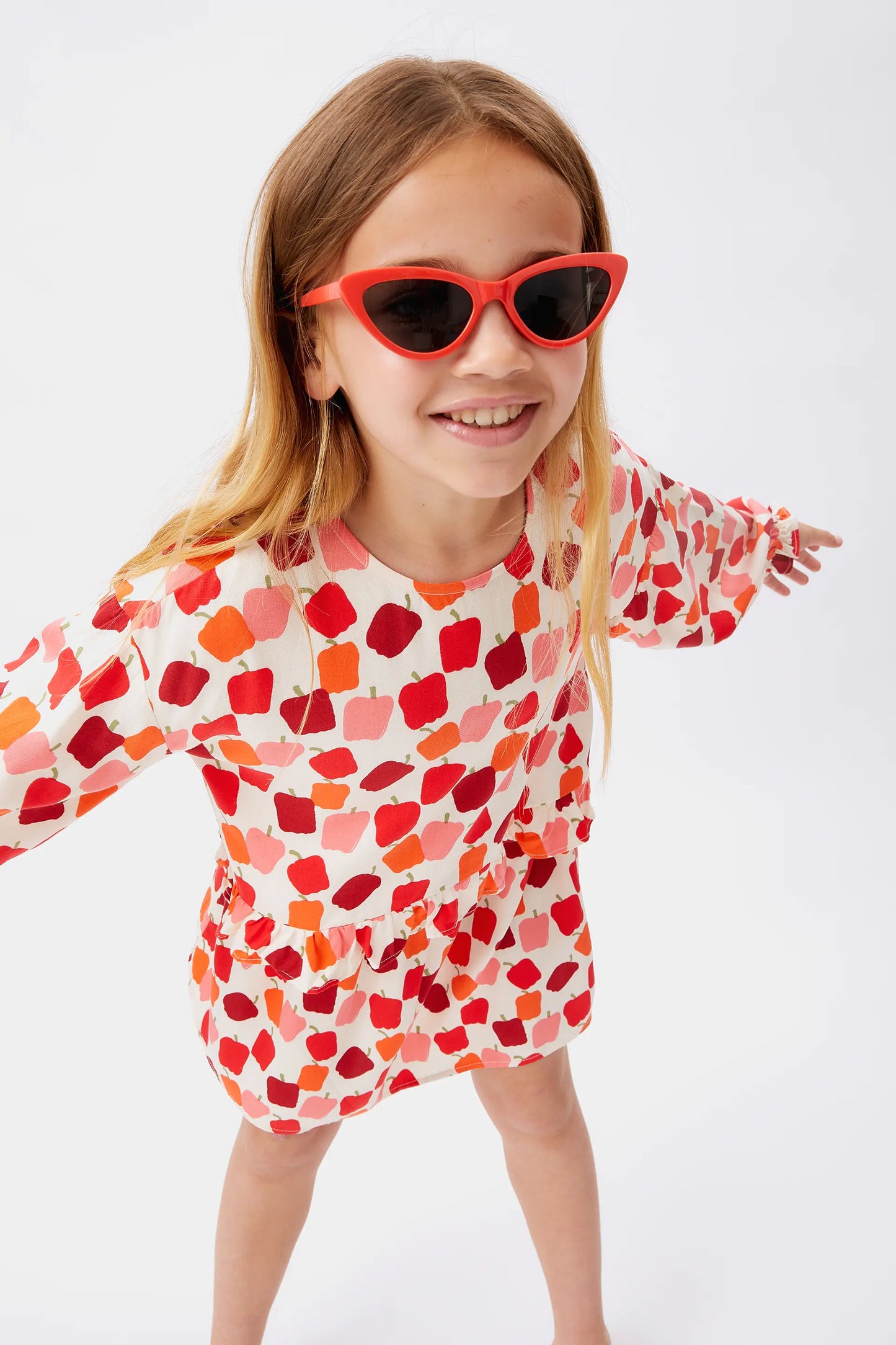 Falda corta de niña estampado pimientos