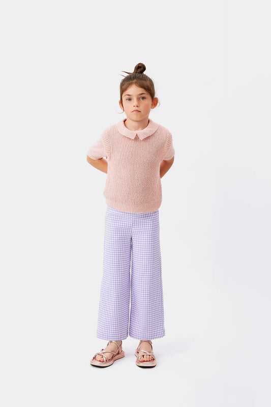 Pantaloni a quadretti lilla da bambina