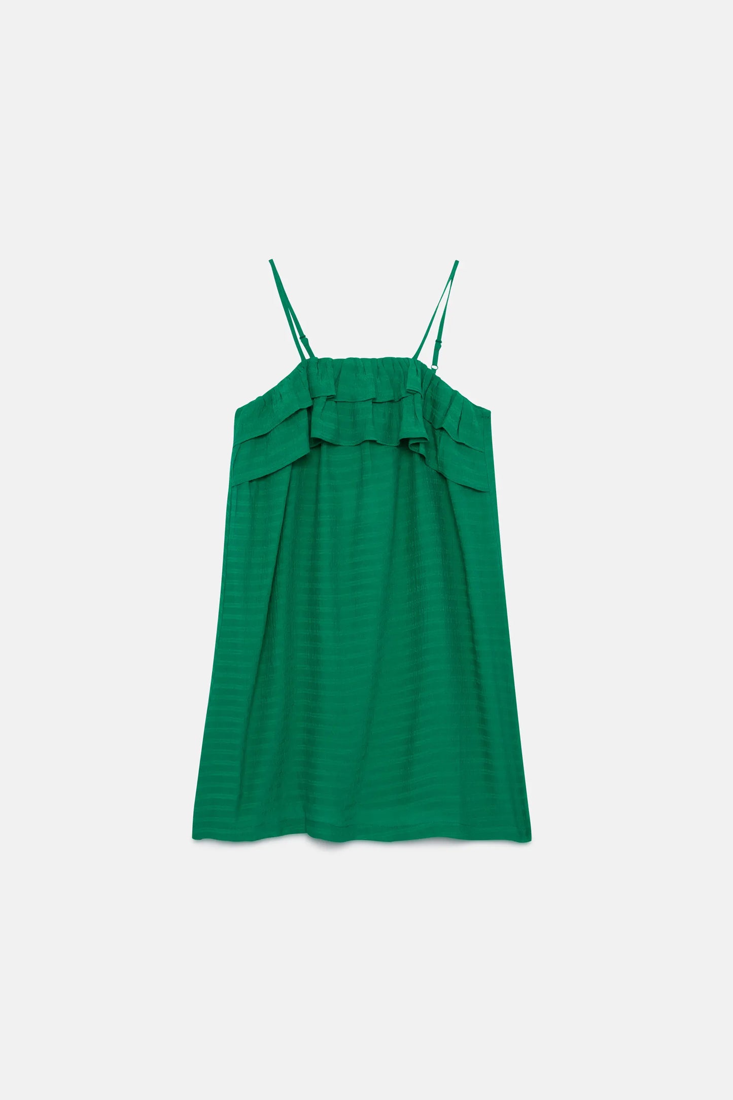 Vestido corto de niña volantes verde