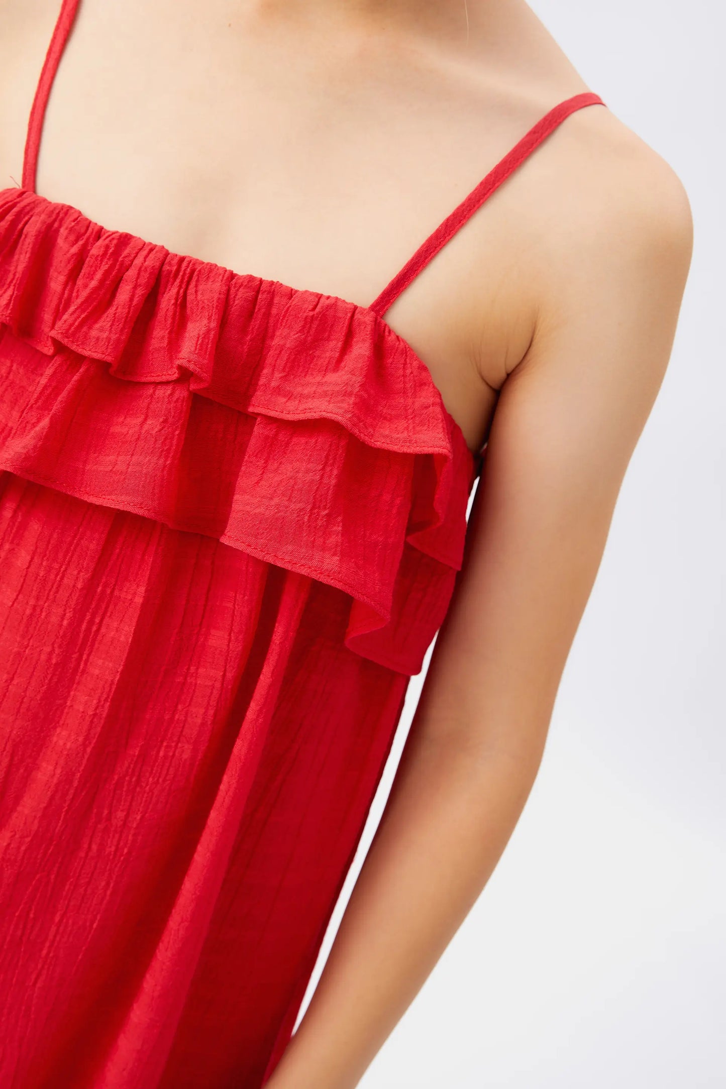 Vestido corto de niña volantes rojo