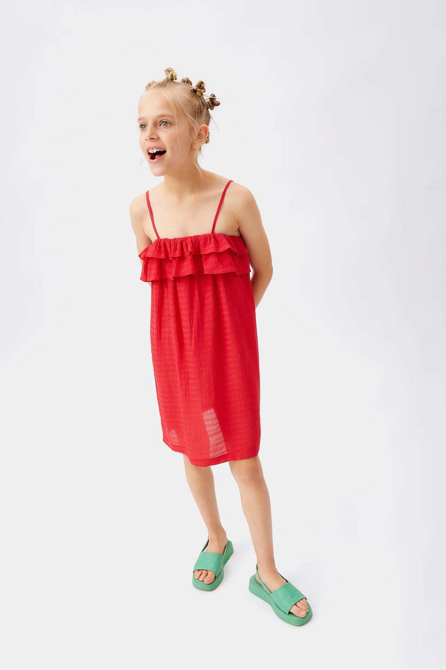 Vestido corto de niña volantes rojo
