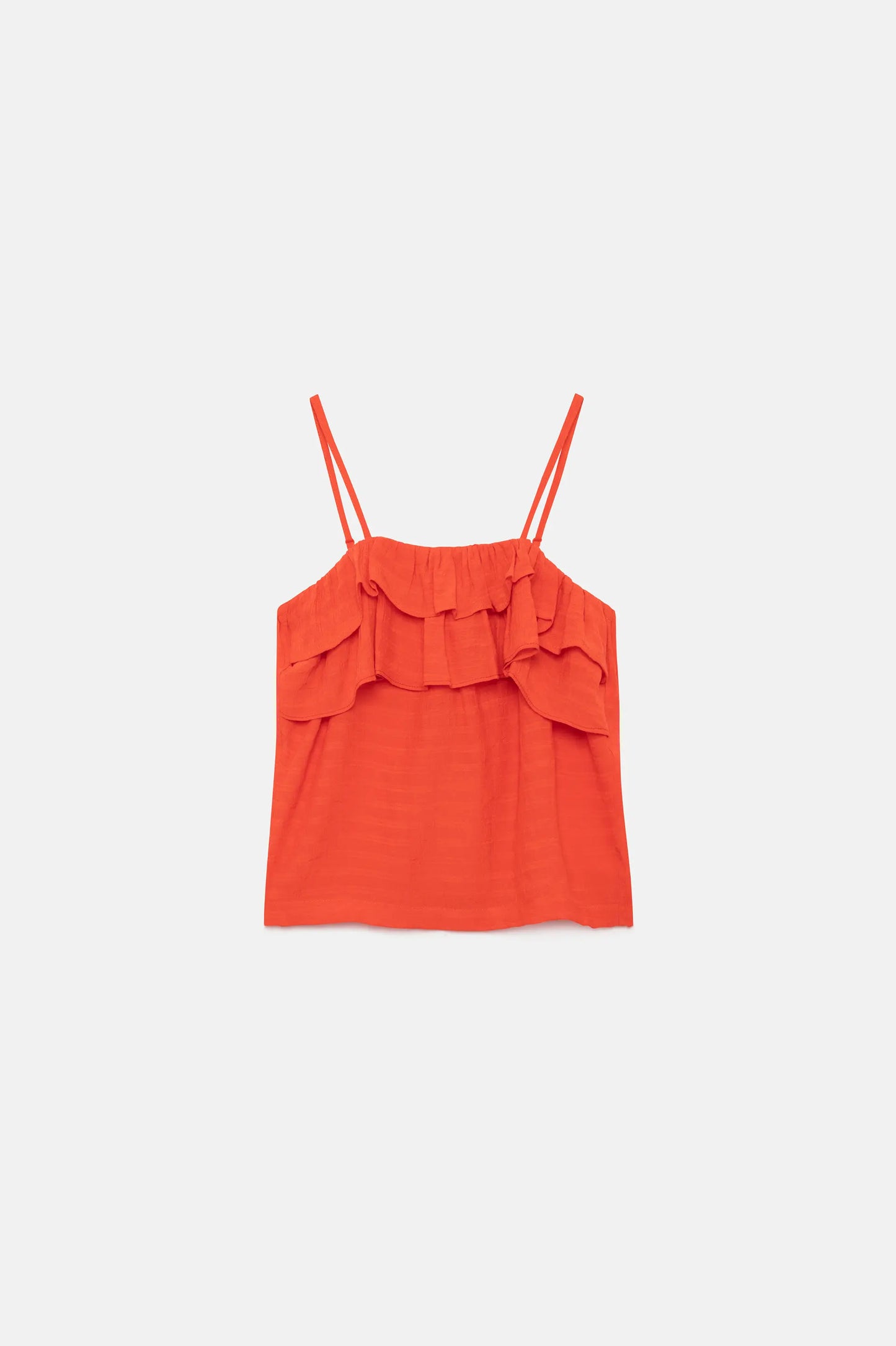 Top arancione senza spalline da bambina