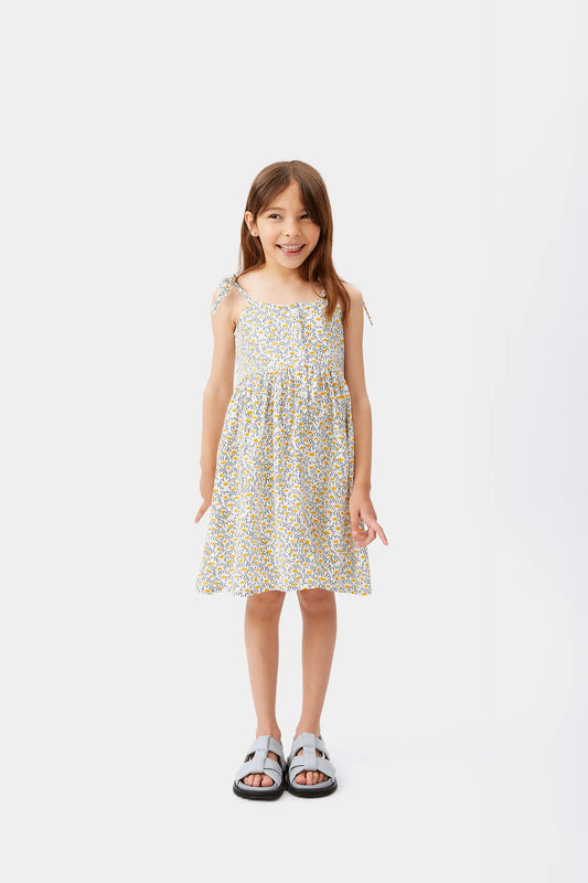 Vestido corto de niña jacquard de flores