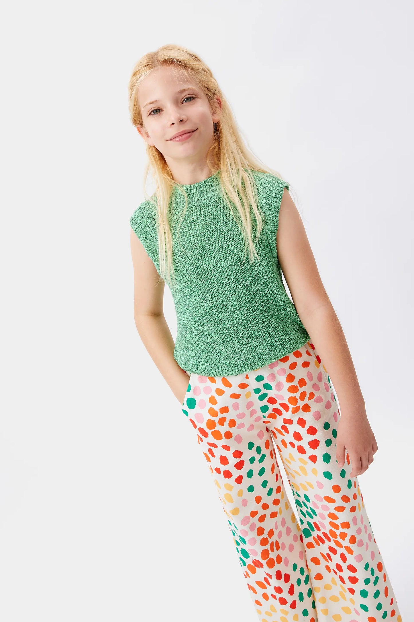 Macula girls' straight polka dot pants