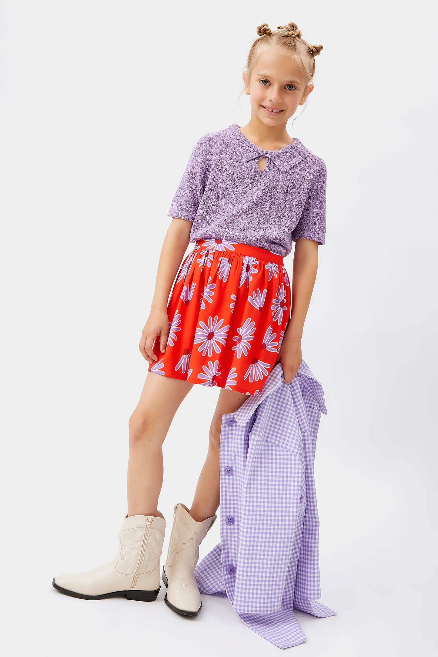 Falda corta de niña viscosa LENZING™ ECOVERO™ floral Bellis