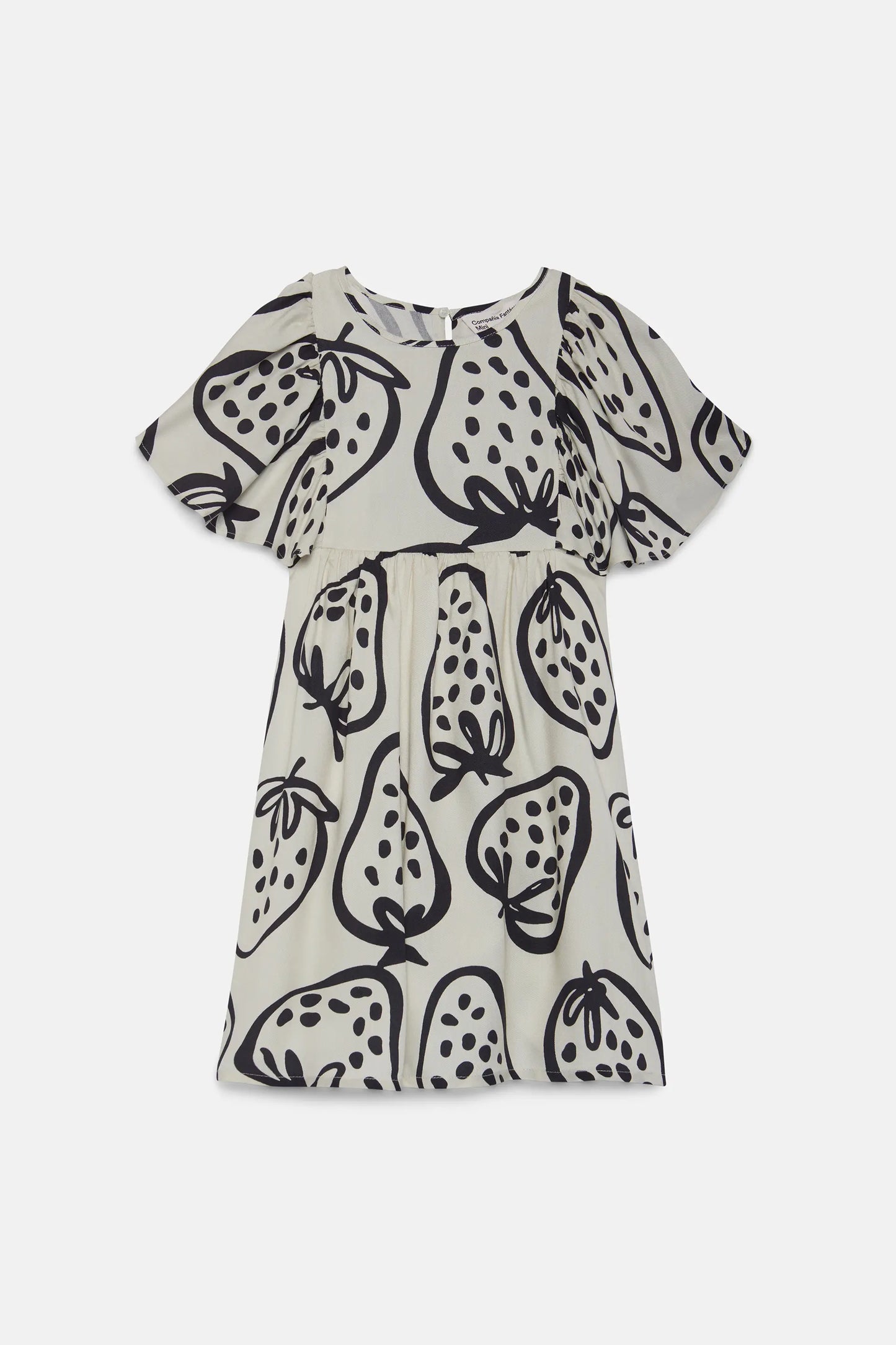 Girl's short white strawberry print dress