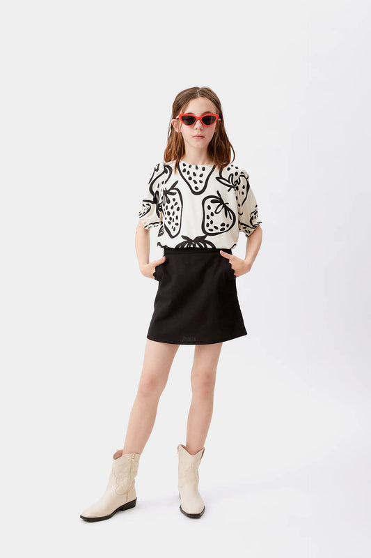 Top de niña estampado fresas blanco