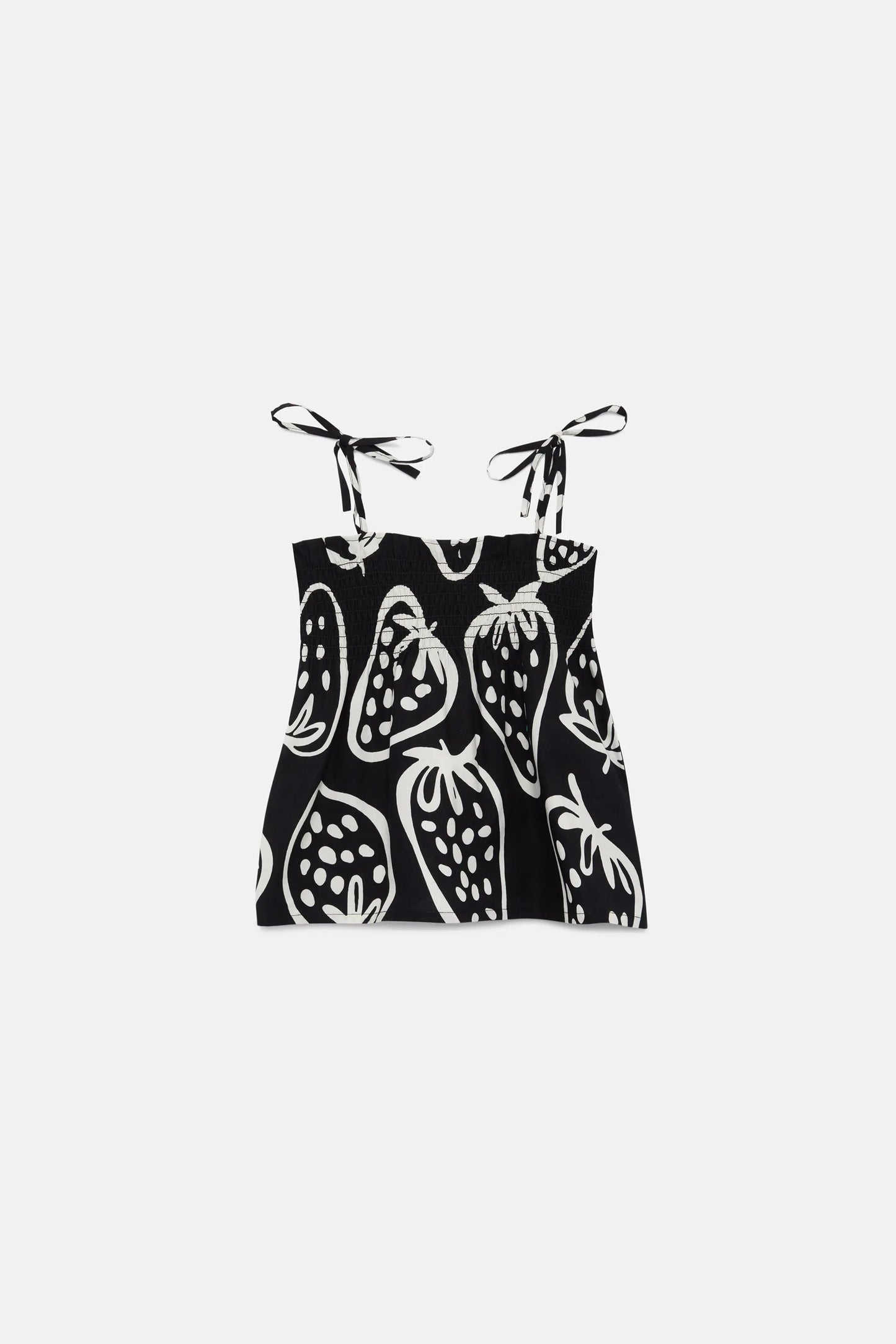Girl's black strawberry print top