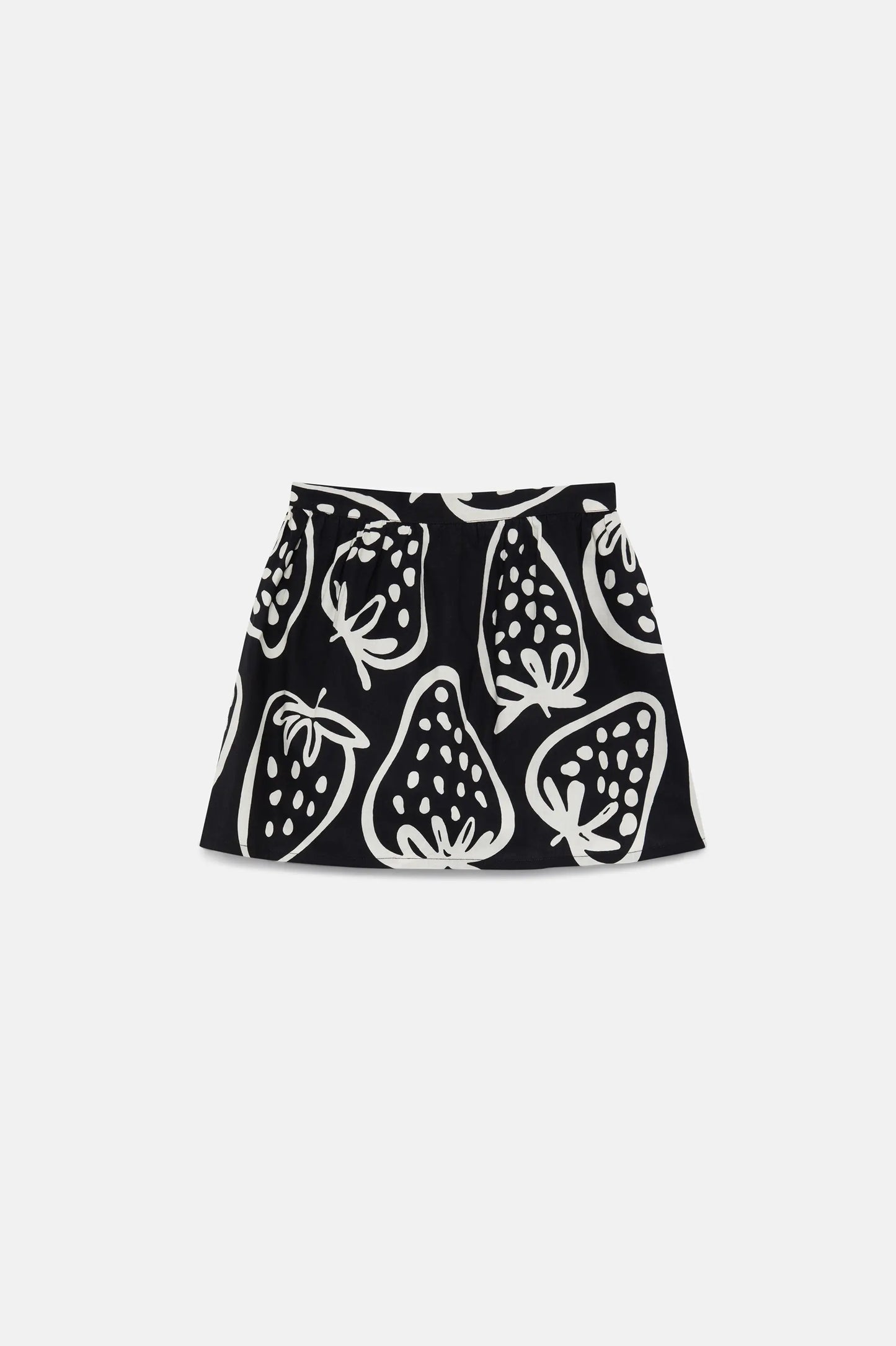 Falda corta de niña estampado fresas negra