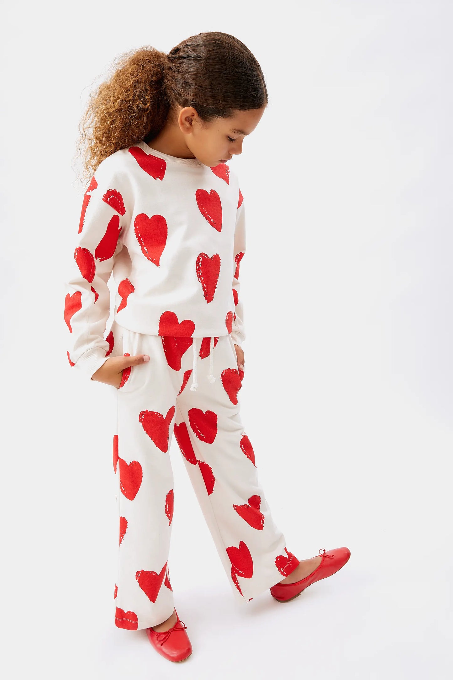 Unisex heart print pants