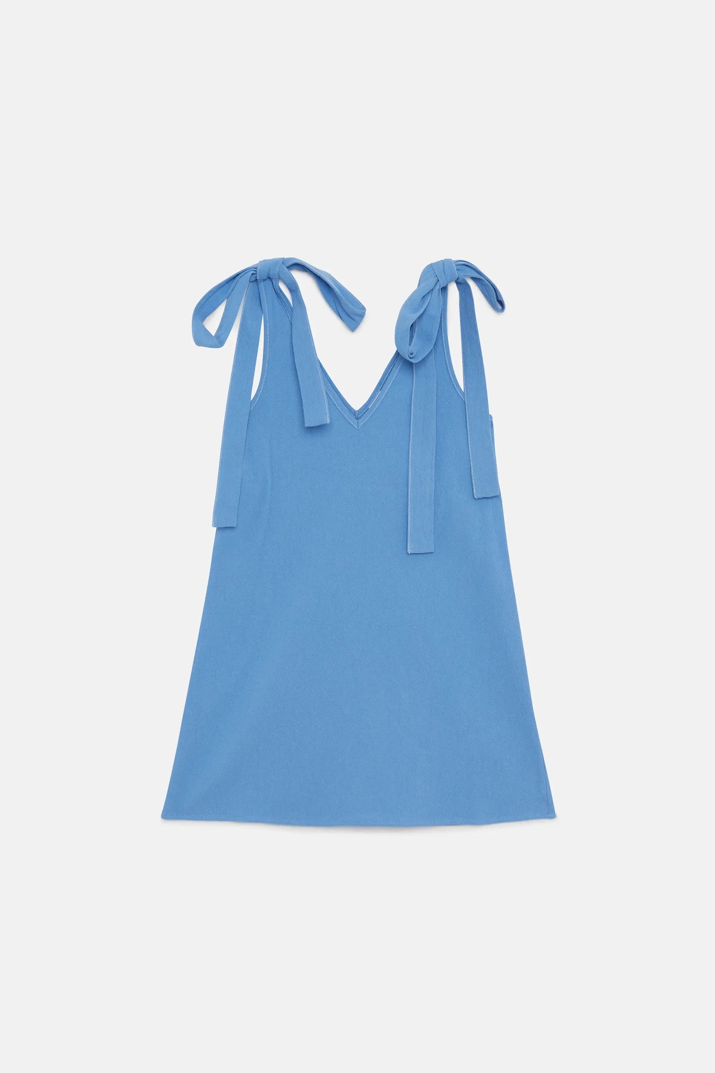 Abito corto da bambina con fiocco blu