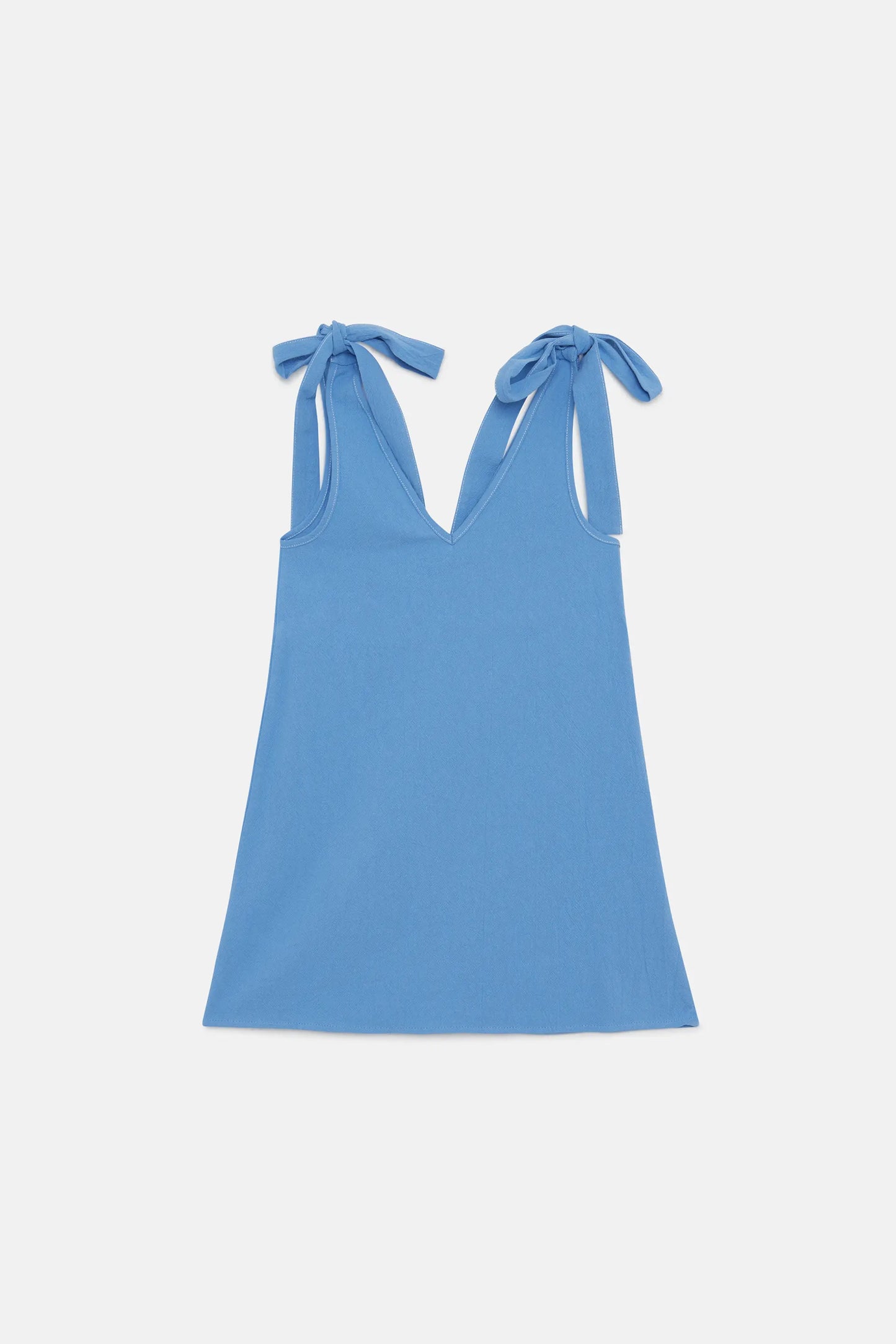 Abito corto da bambina con fiocco blu
