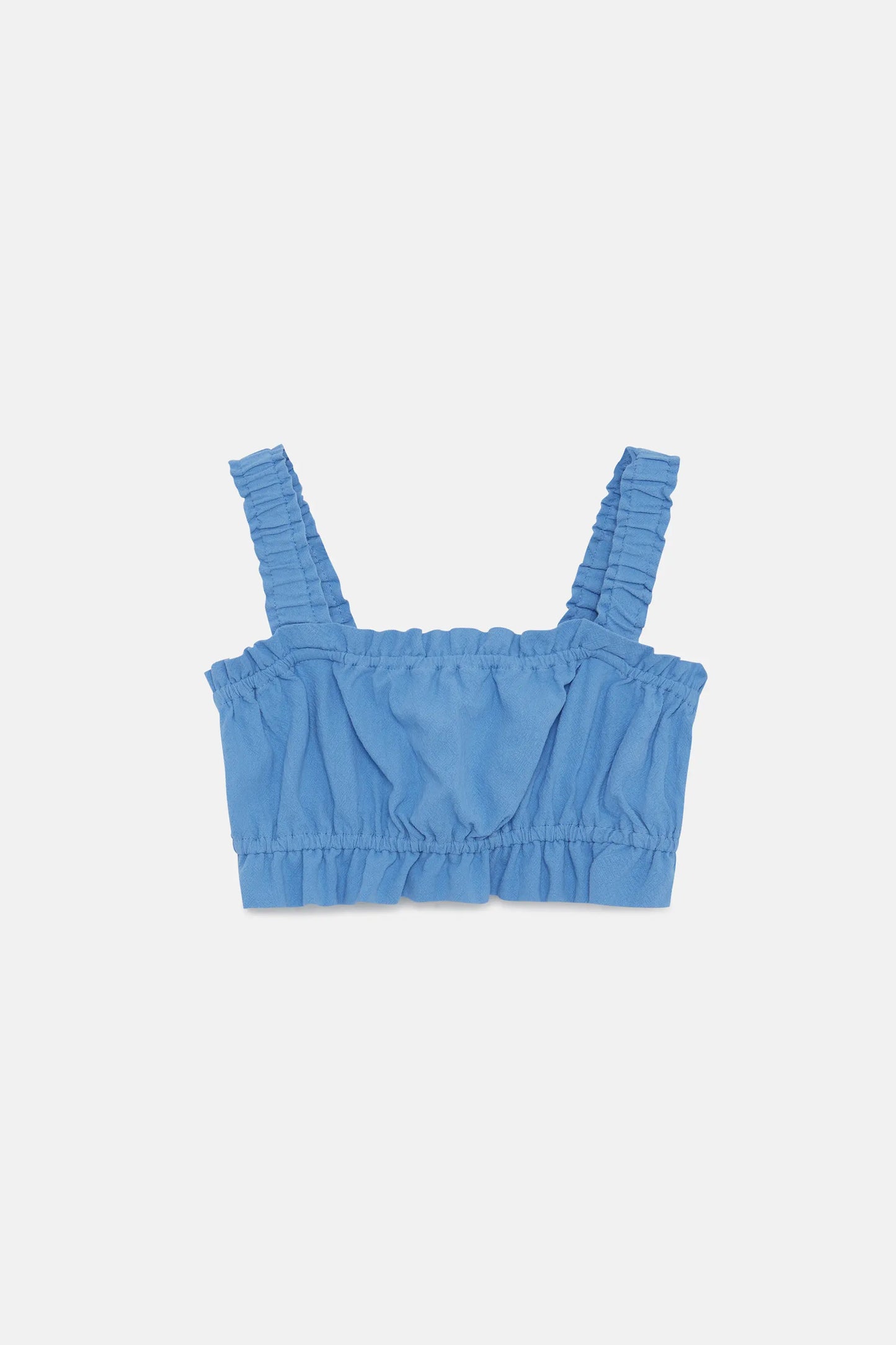 Girl's blue strapless crop top