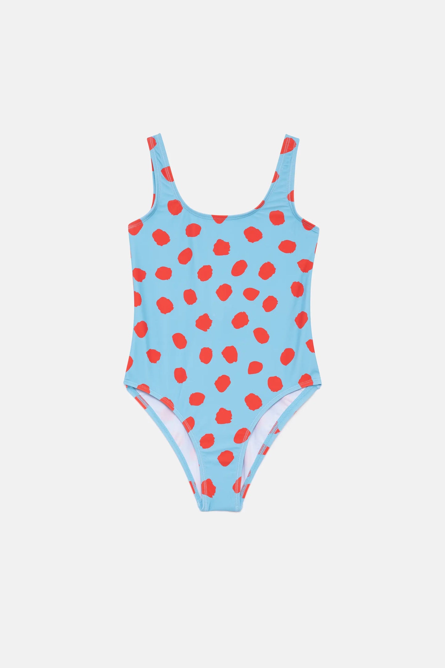 Girl's blue polka dot swimsuit