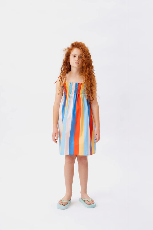 Vestido corto de niña estampado rayas Lines