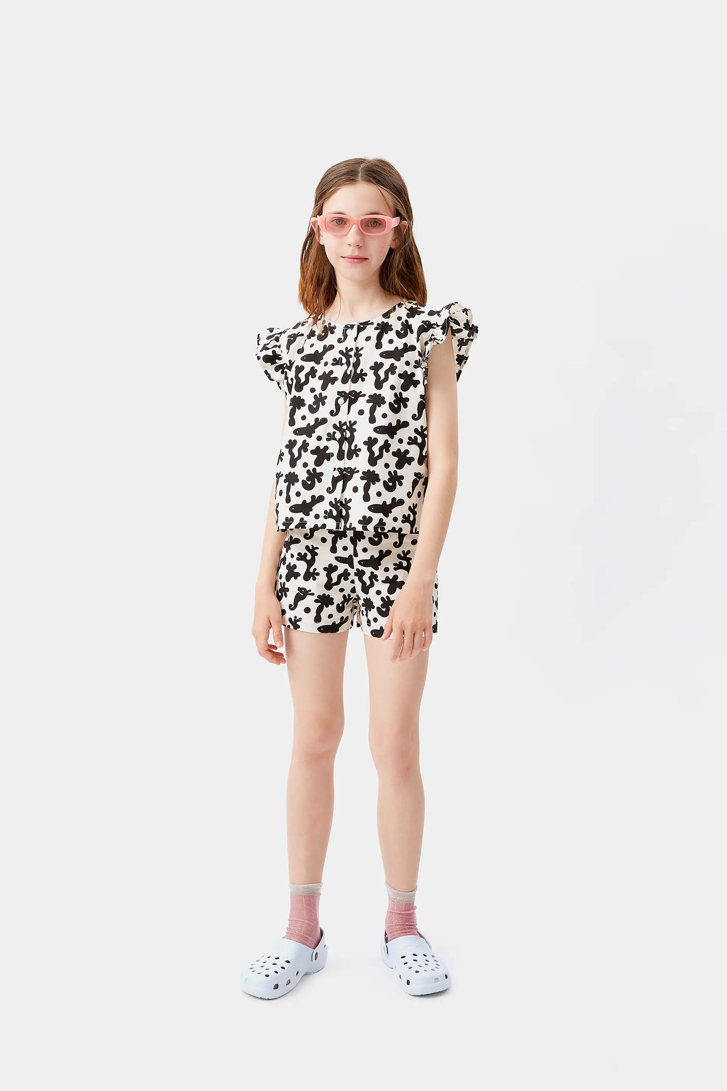 Coral print girl's shirt